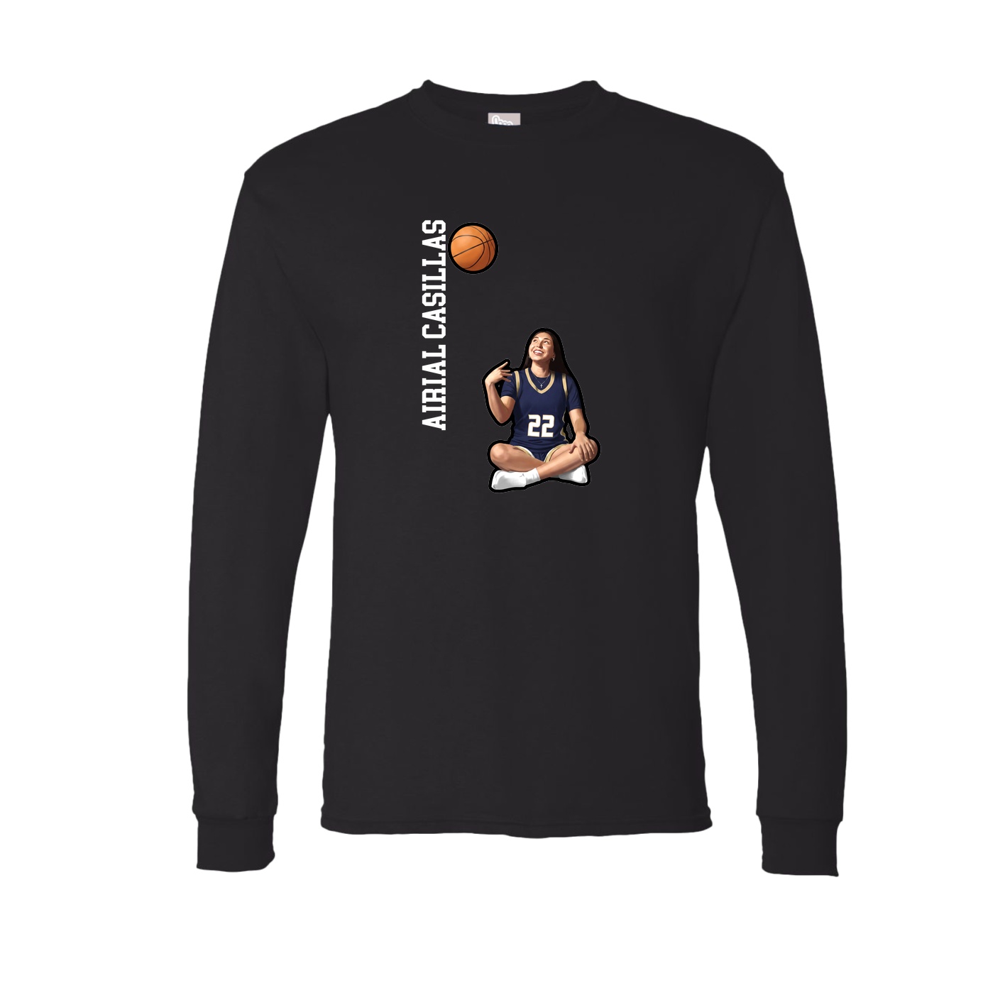 Long Sleeve Tee — Name Vertical in Black