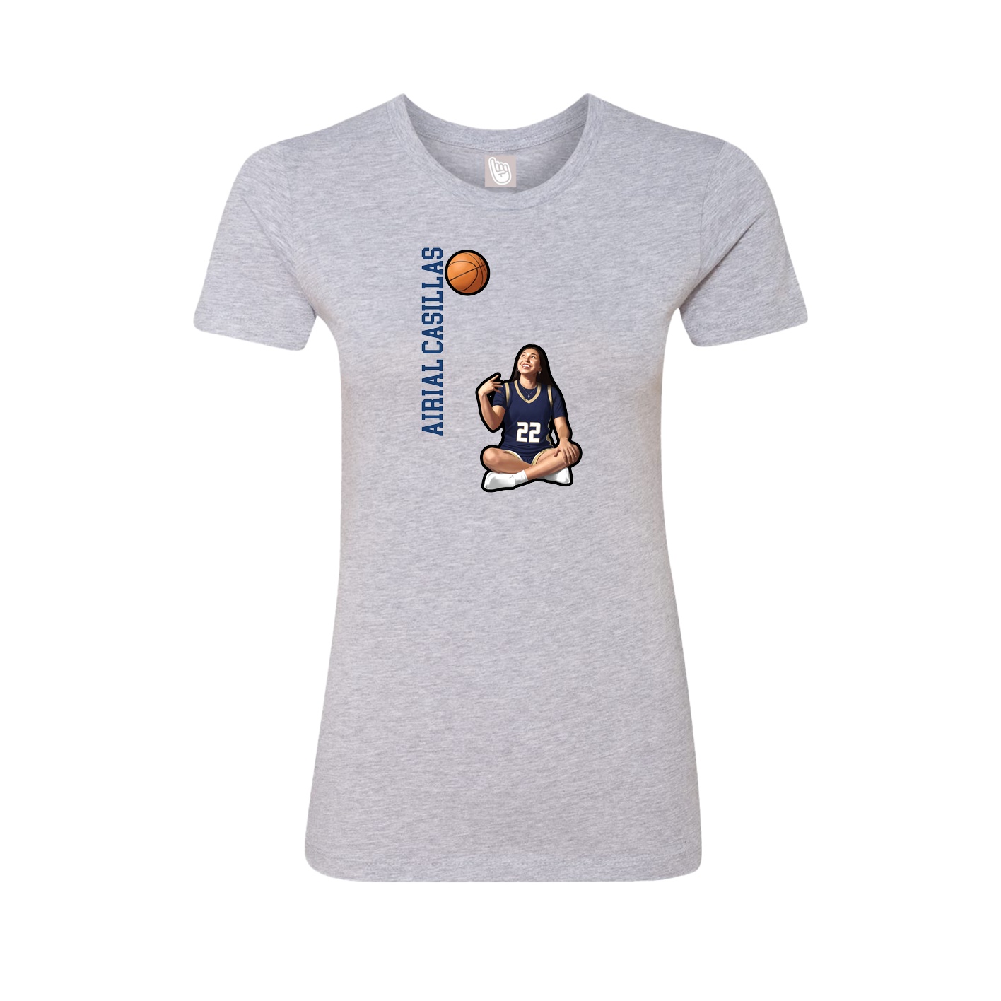 Fitted Women's Tee — Name Vertical in Grey