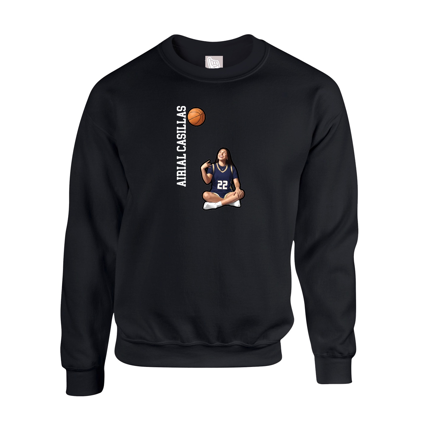 Fleece Crew — Name Vertical in Black