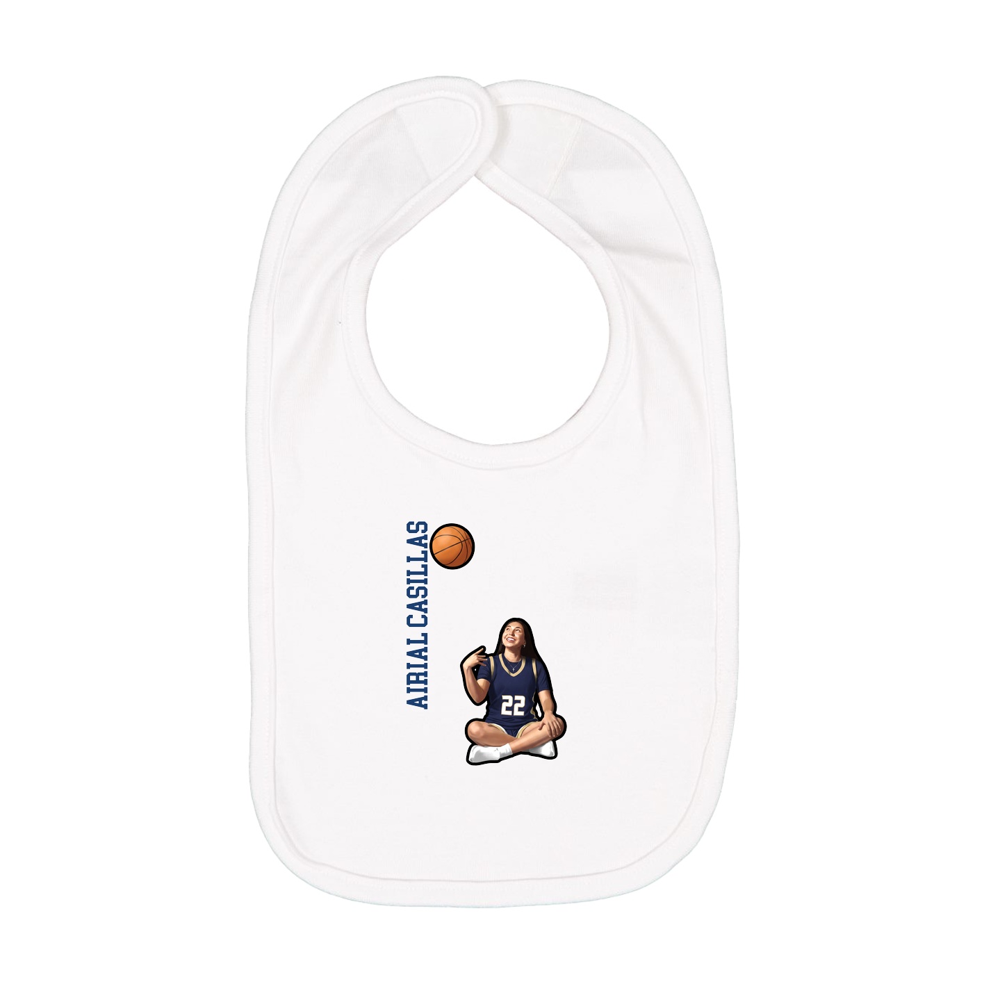 Infant Bib — Name Vertical in White