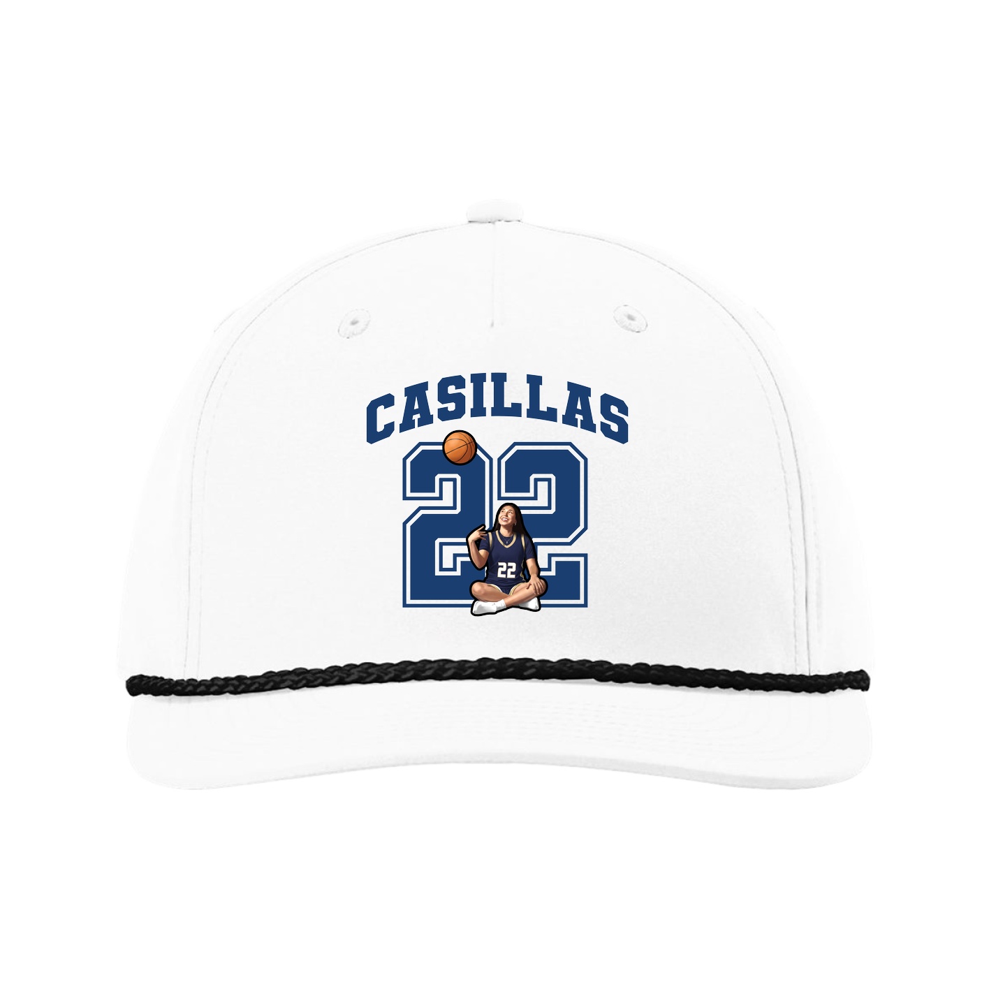 Five-Panel Classic Rope Cap — Number in White
