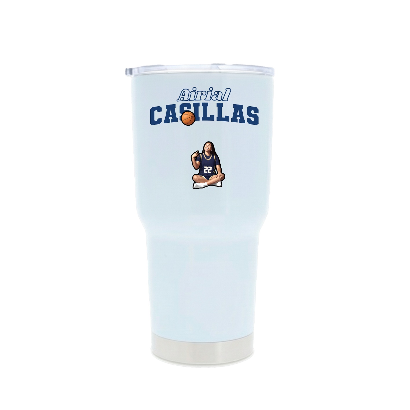30oz Stainless Steel Tumbler — Name Arch in White