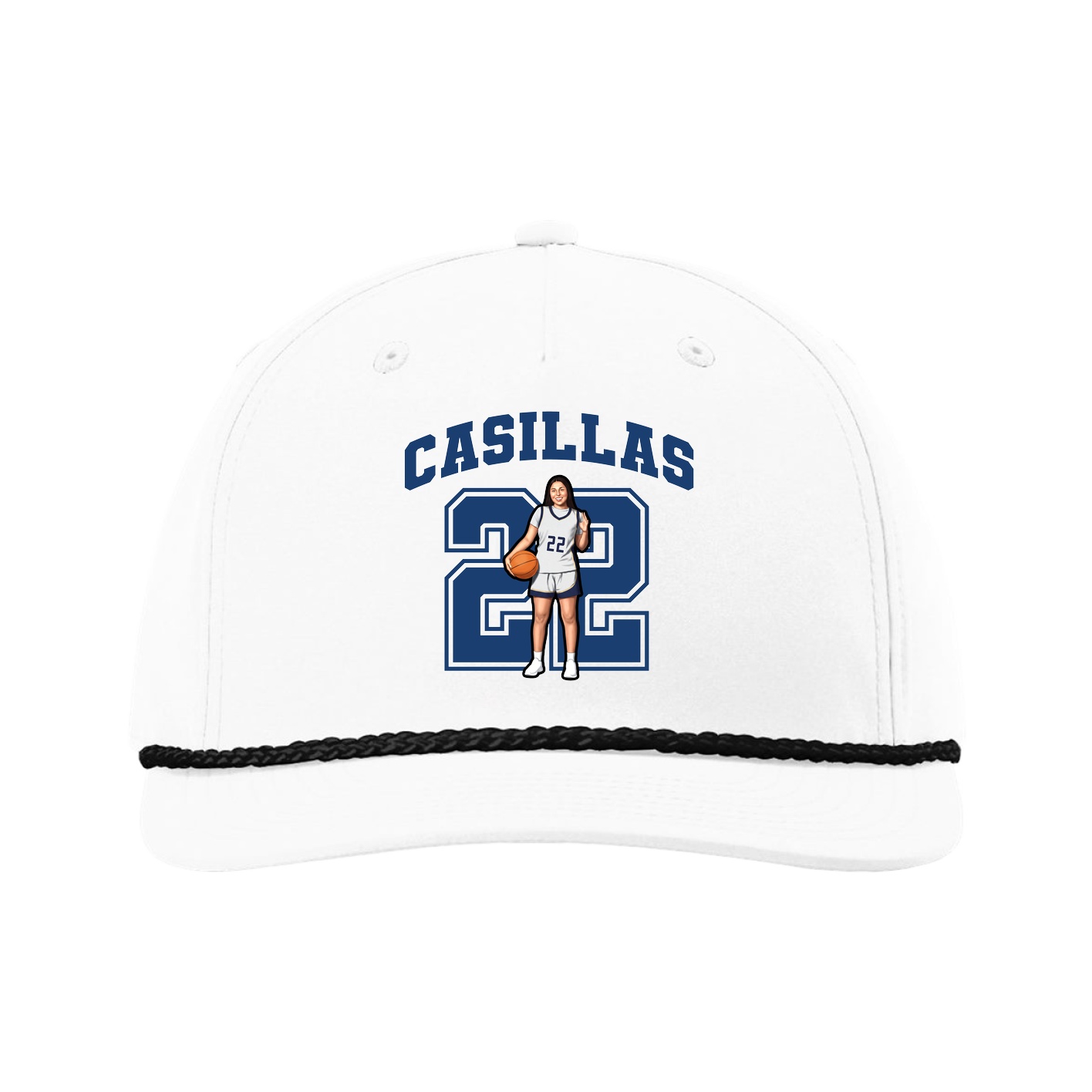 Five-Panel Classic Rope Cap — Number in White