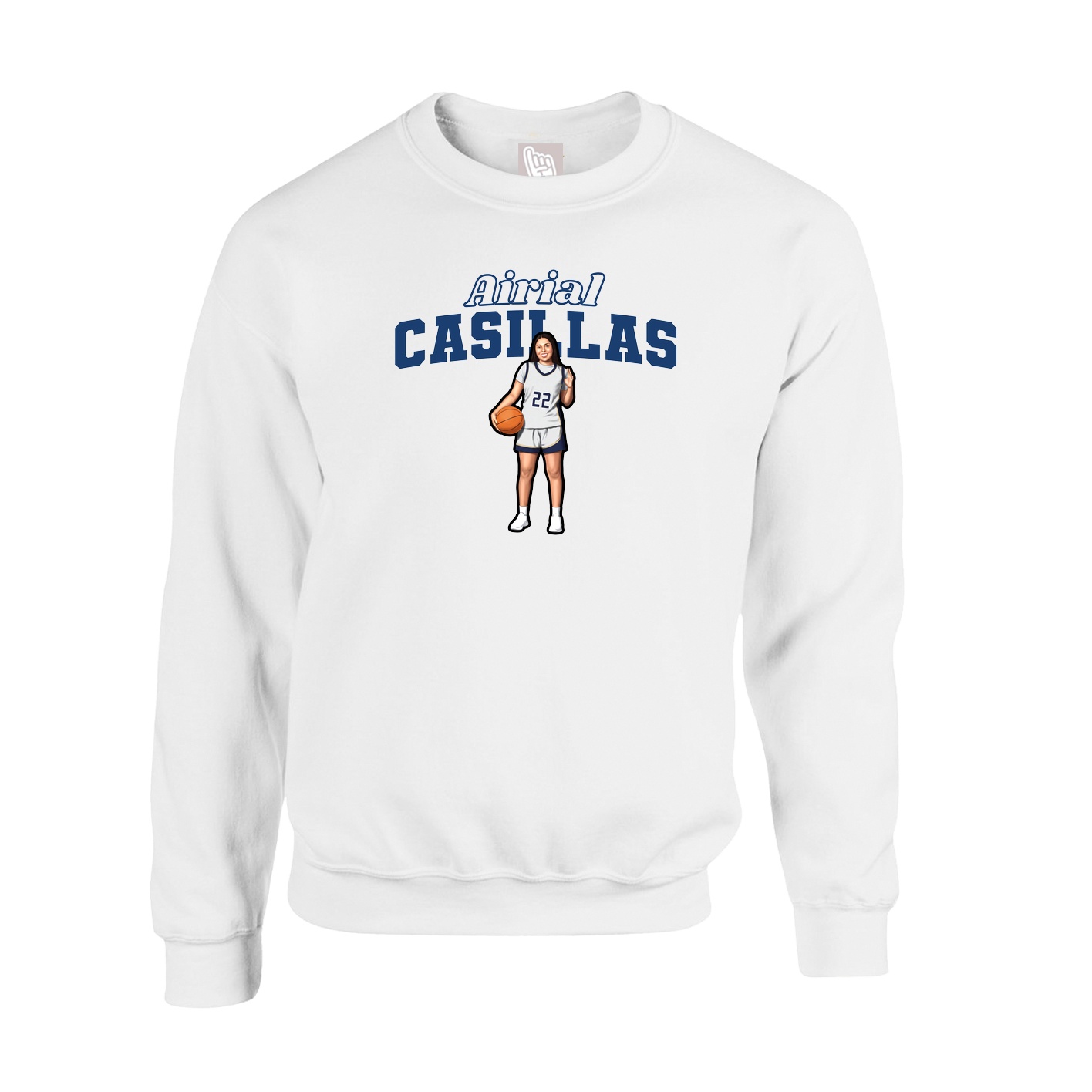 Fleece Crew — Name Arch in White