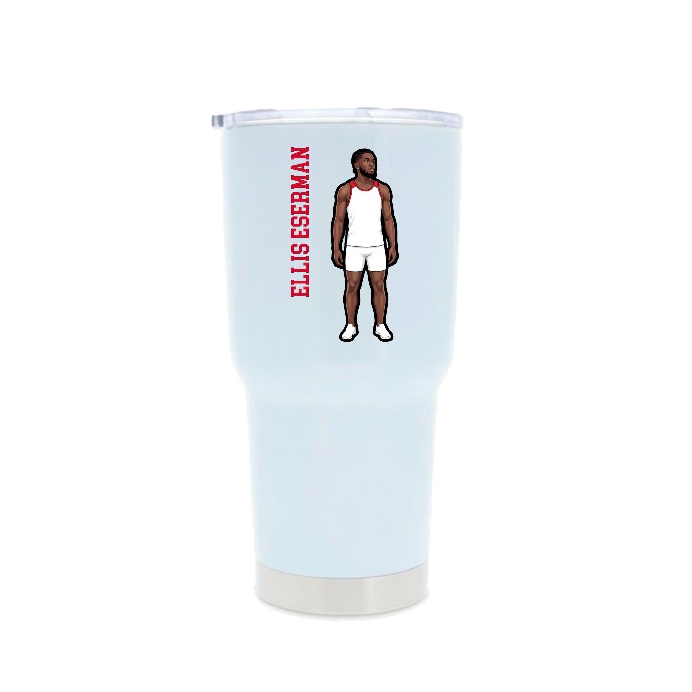 30oz Stainless Steel Tumbler — Name Vertical in White
