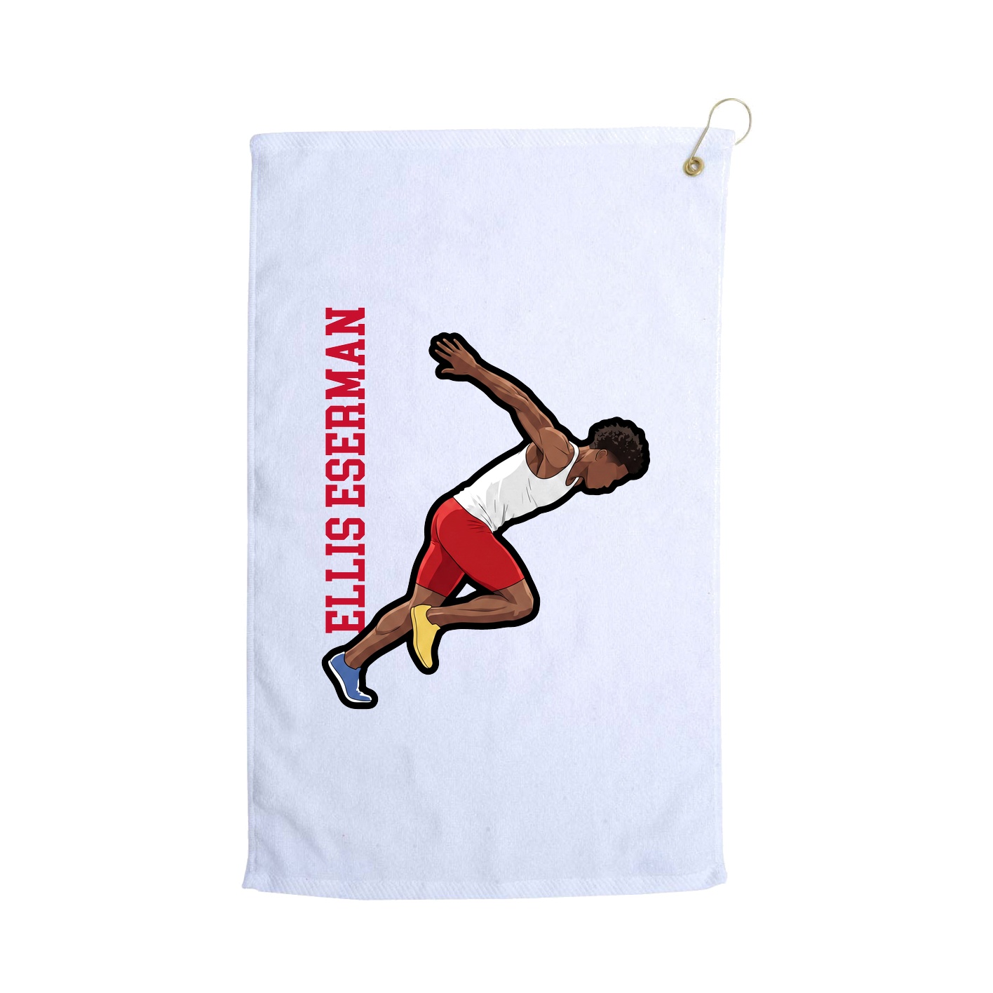 Golf Towel — Name Vertical in White