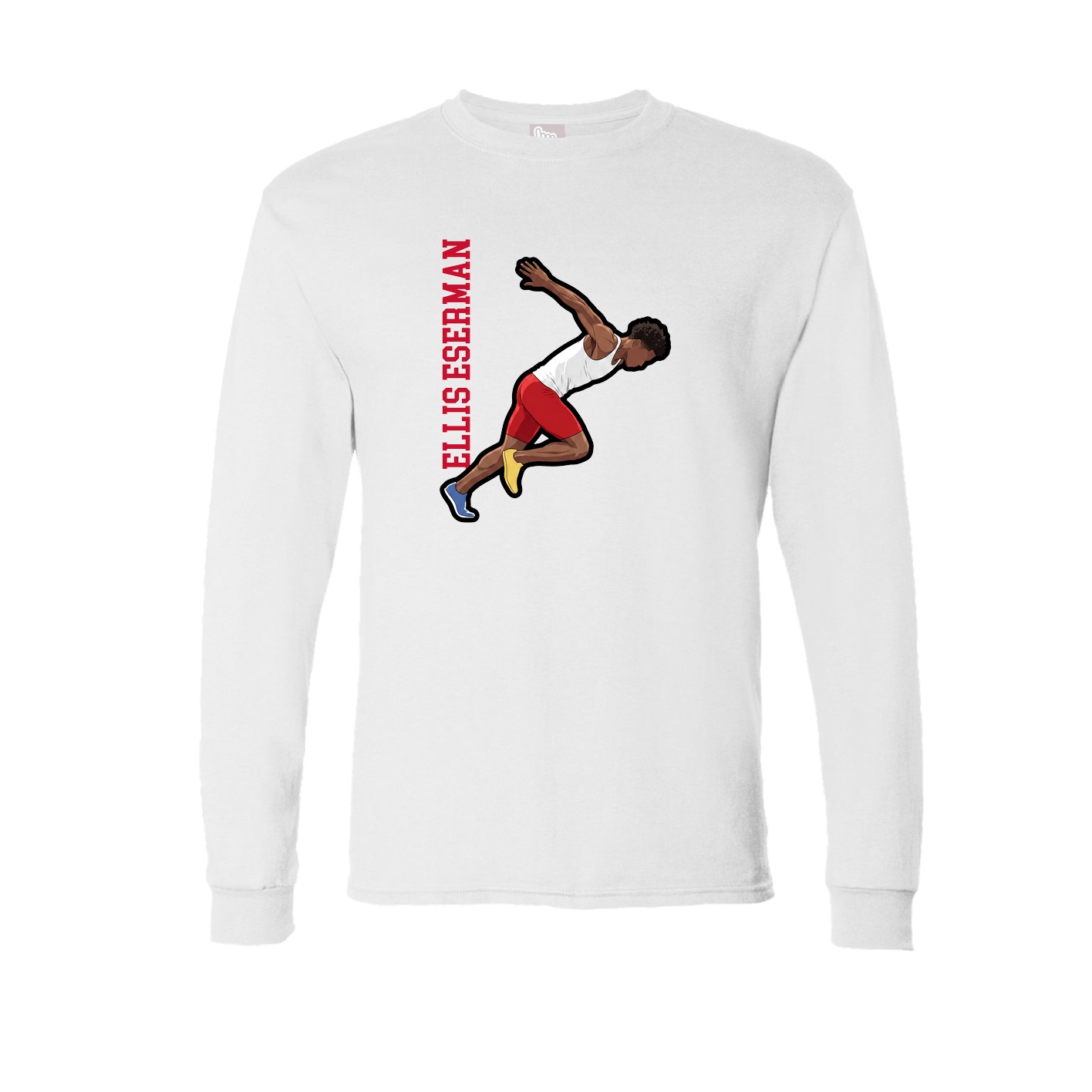 Long Sleeve Tee — Name Vertical in White
