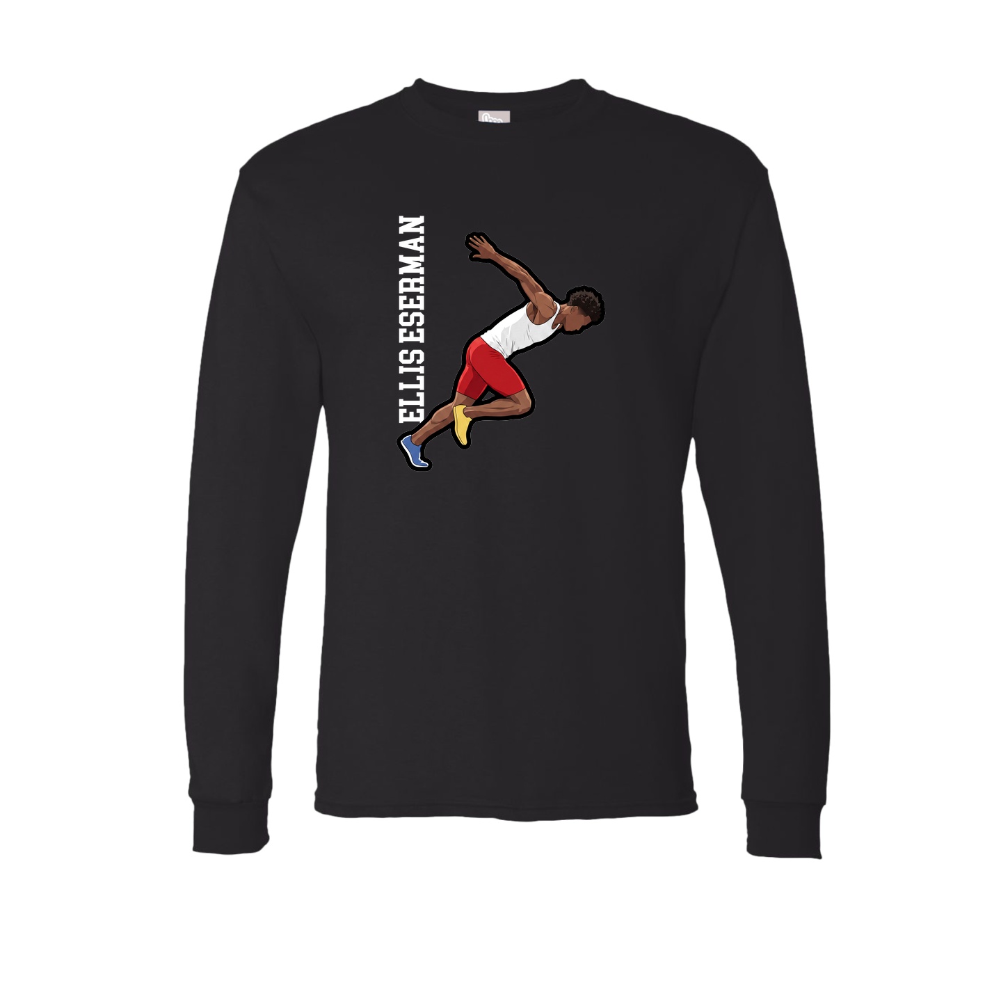 Long Sleeve Tee — Name Vertical in Black