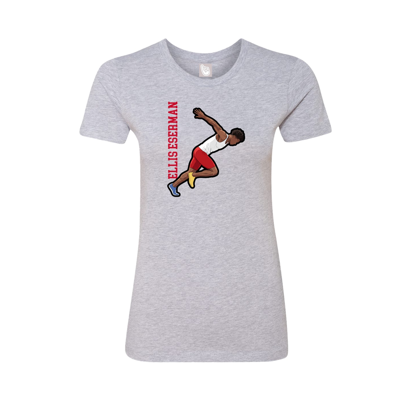 Womens Tee — Name Vertical in Grey