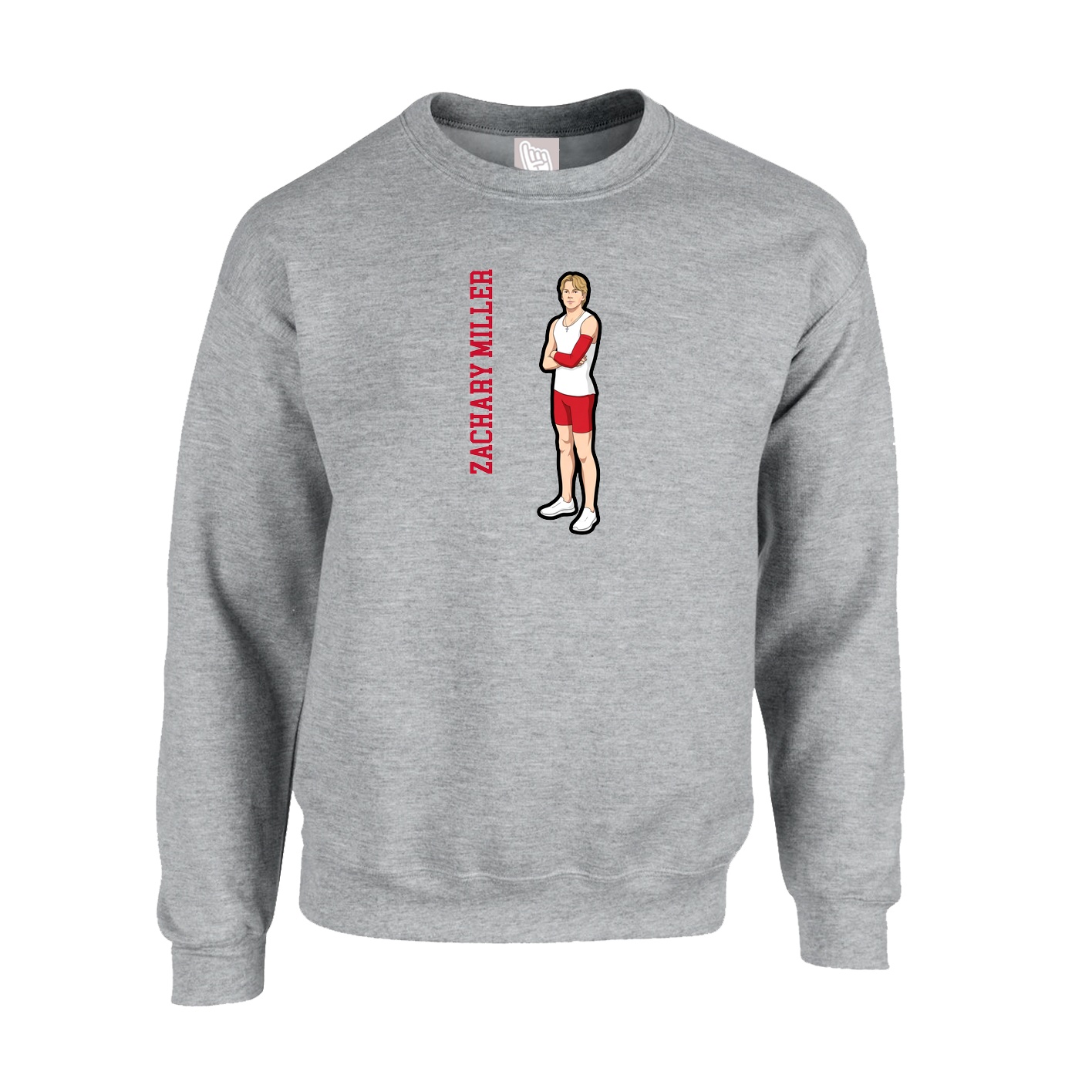 Fleece Crew — Name Vertical in Grey