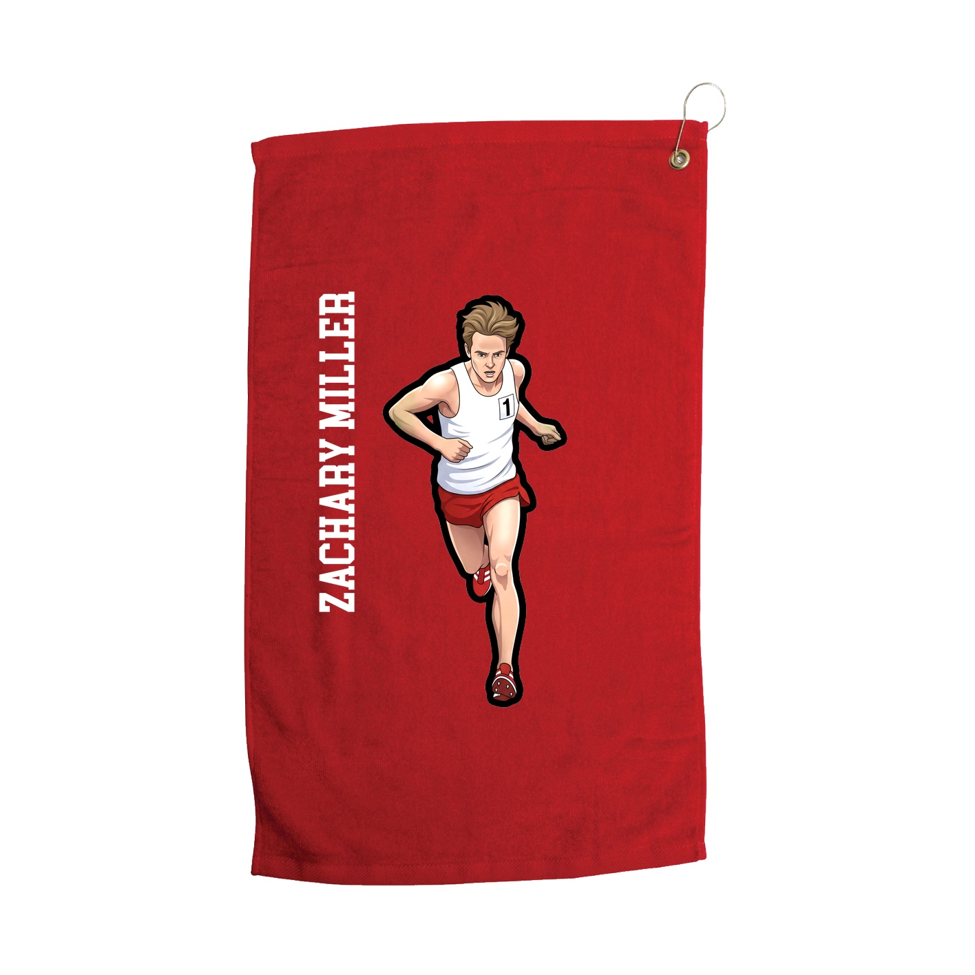 Golf Towel — Name Vertical in Red