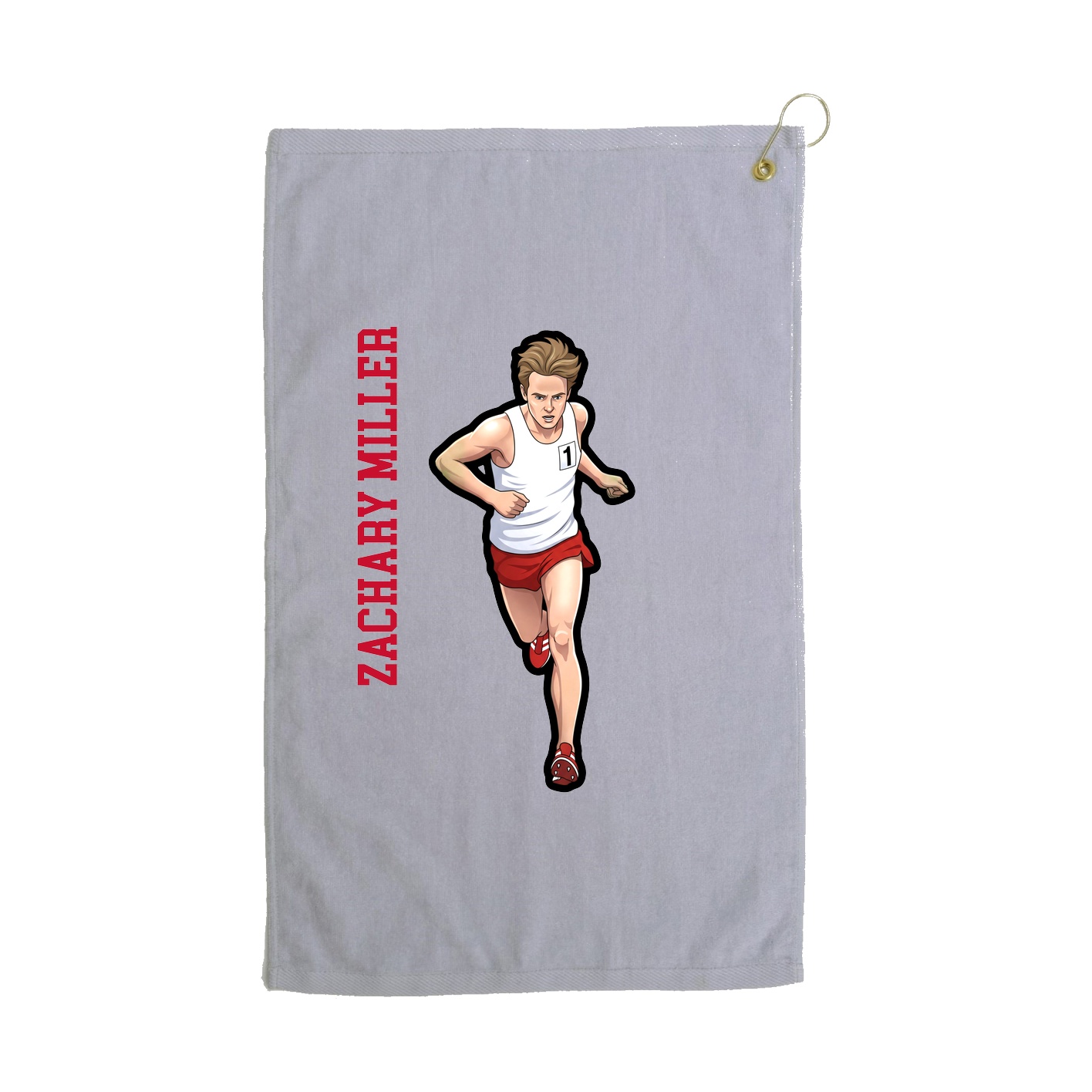 Golf Towel — Name Vertical in Grey