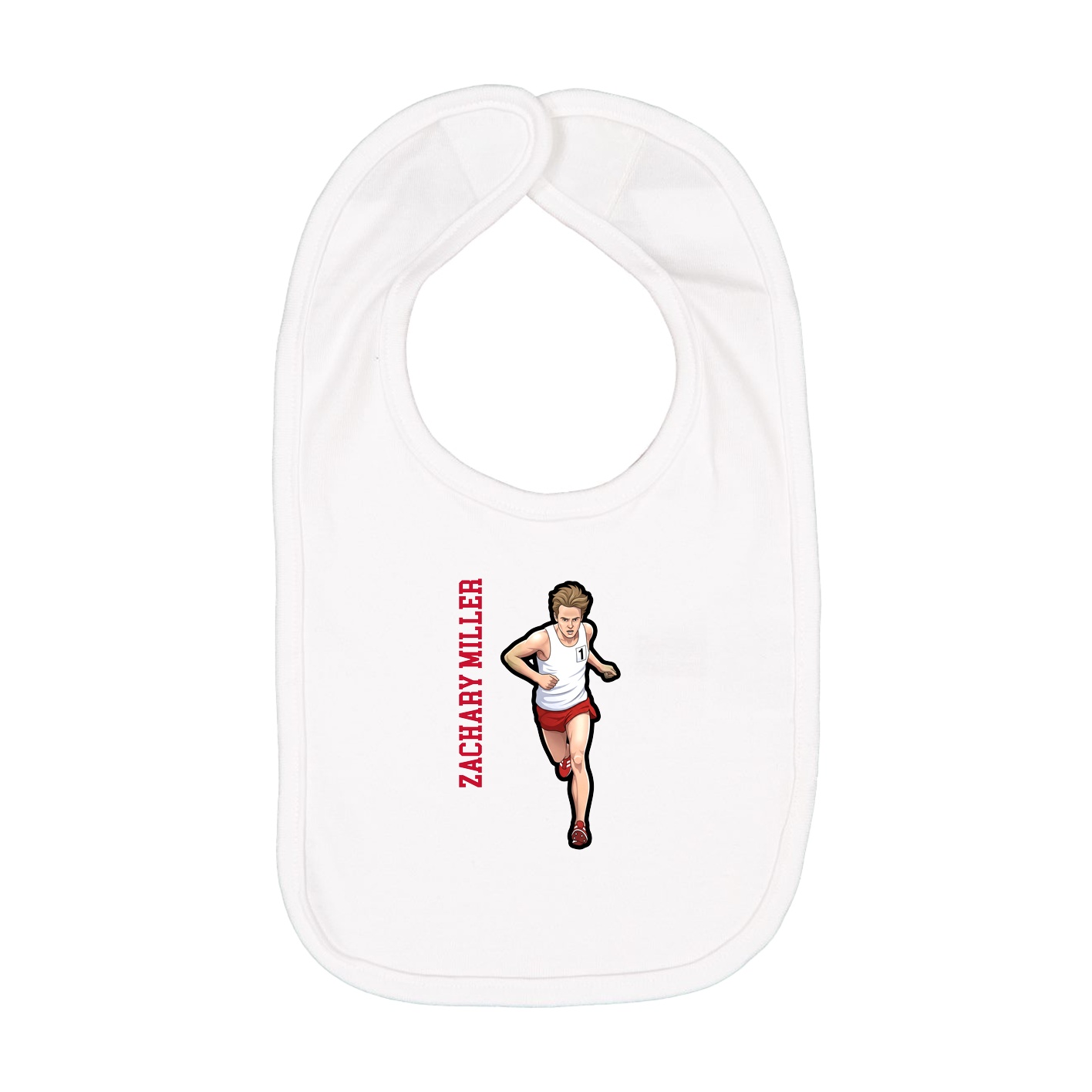 Infant Bib — Name Vertical in White