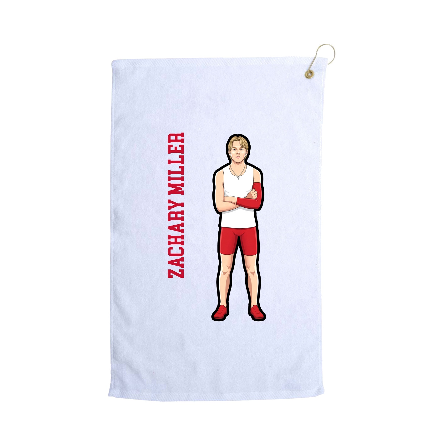 Golf Towel — Name Vertical in White