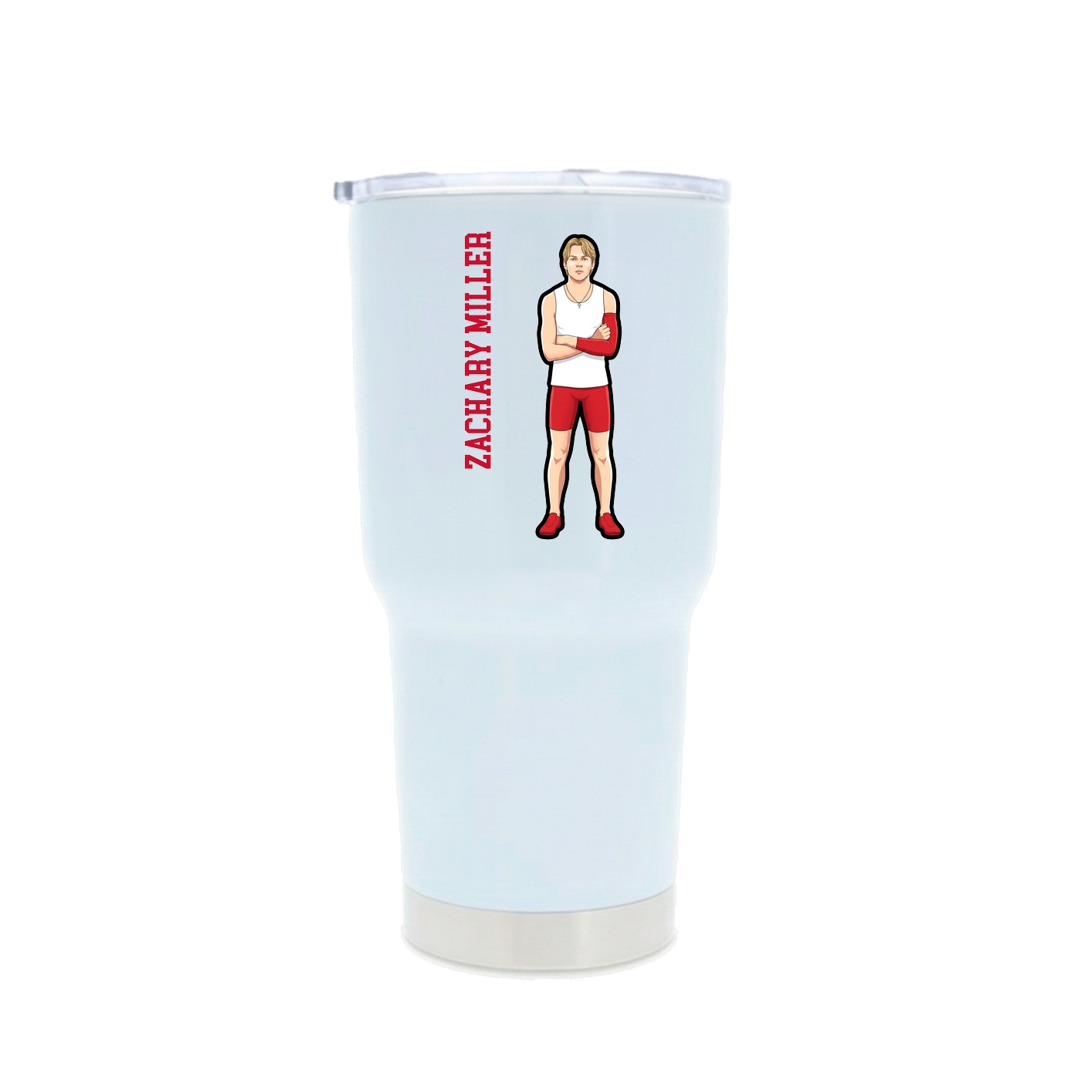30oz Stainless Steel Tumbler — Name Vertical in White