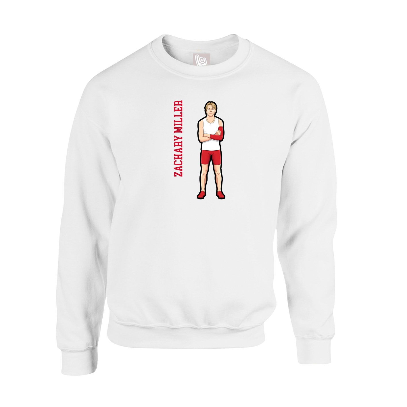 Fleece Crew — Name Vertical in White