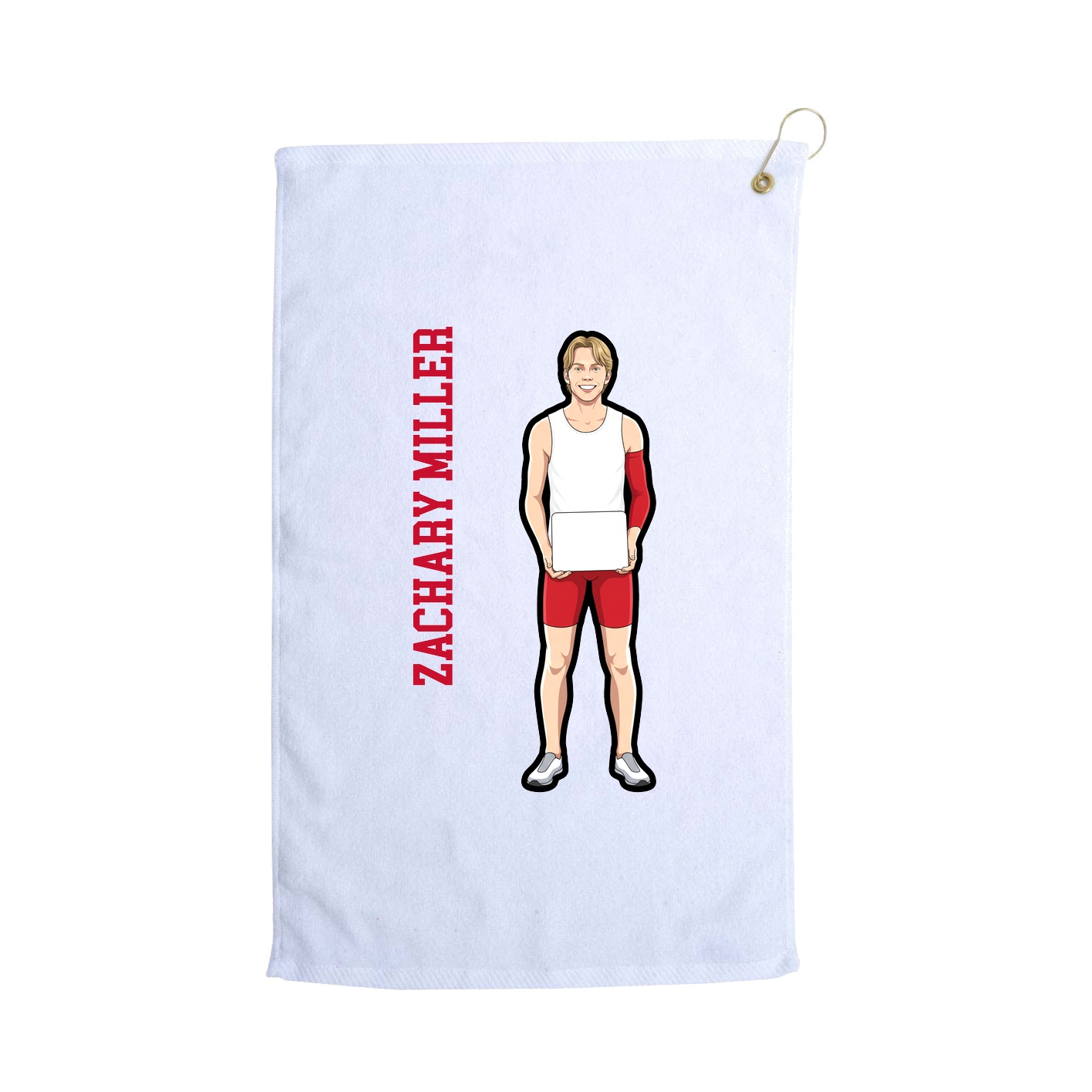 Golf Towel — Name Vertical in White