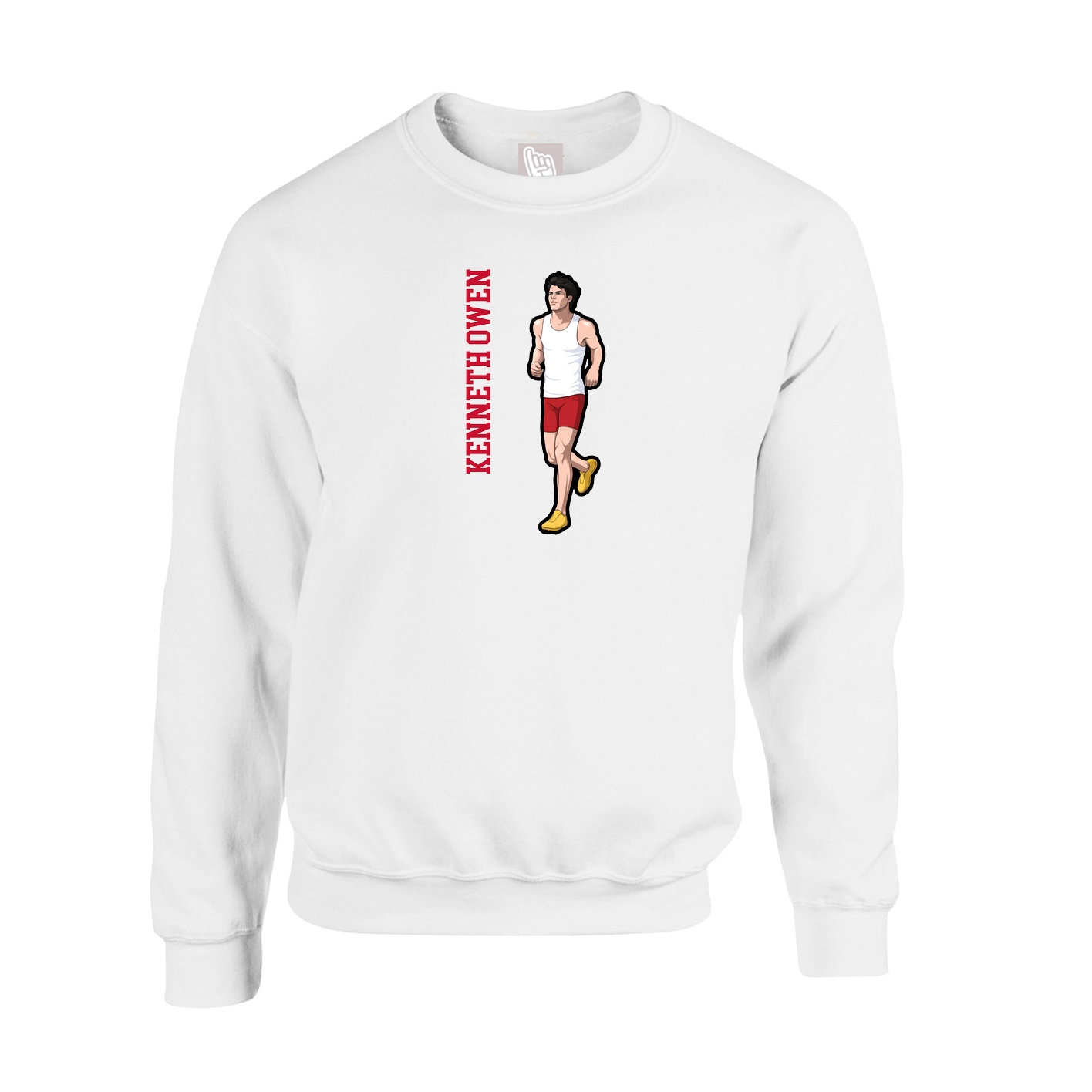 Fleece Crew — Name Vertical in White