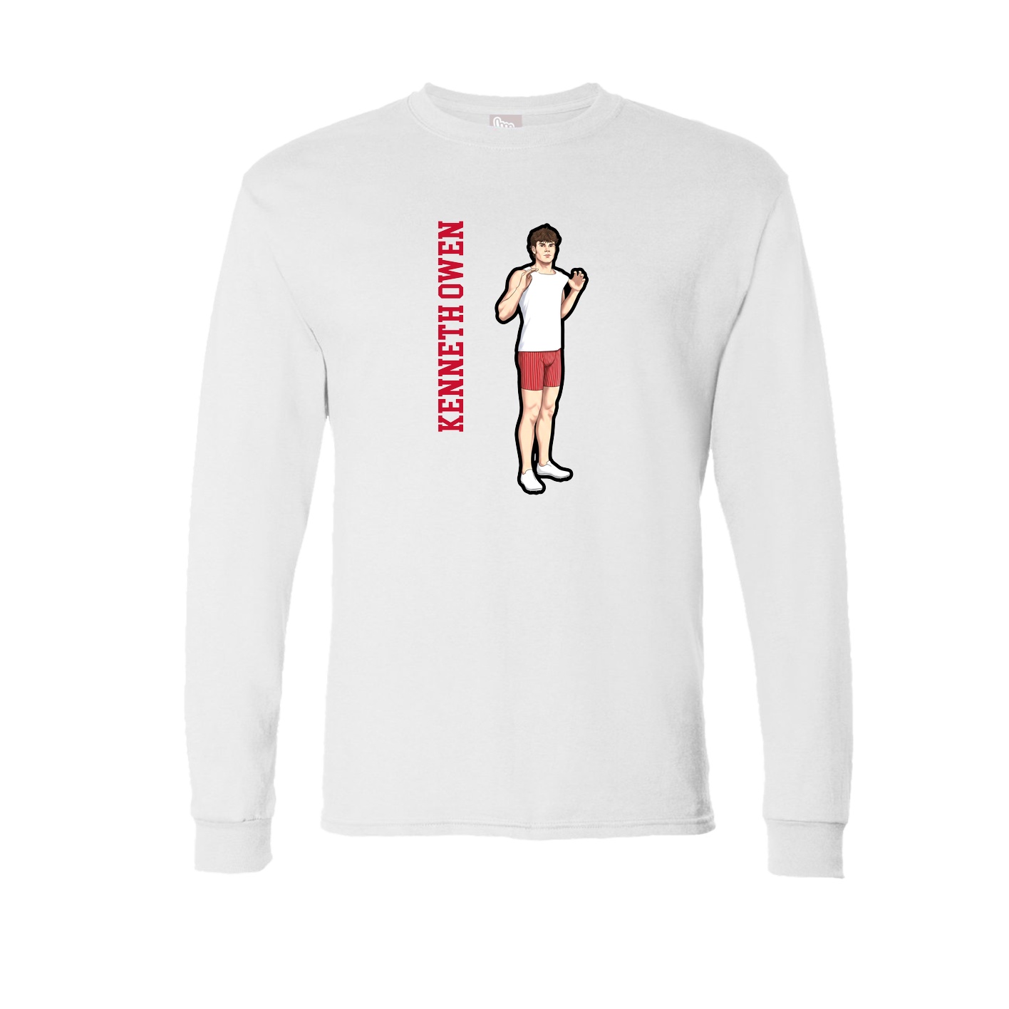 Long Sleeve Tee — Name Vertical in White