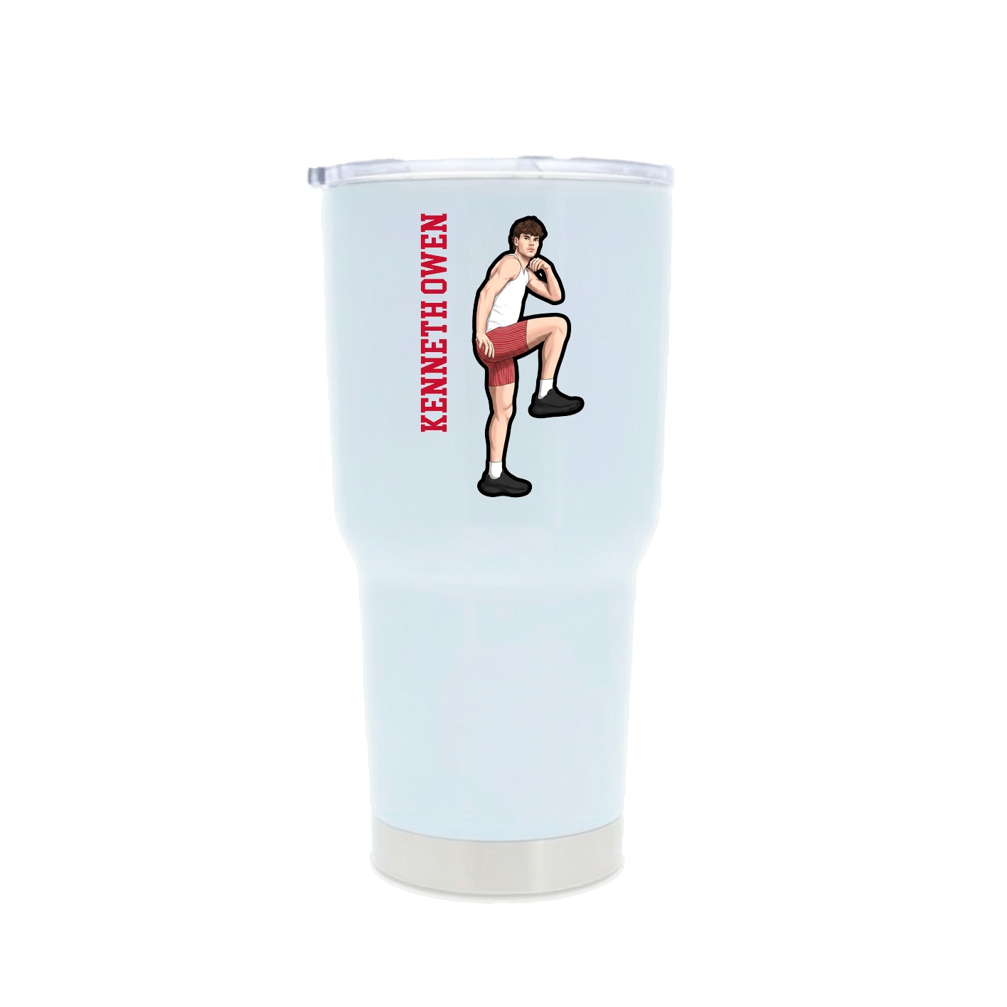 30oz Stainless Steel Tumbler — Name Vertical in White