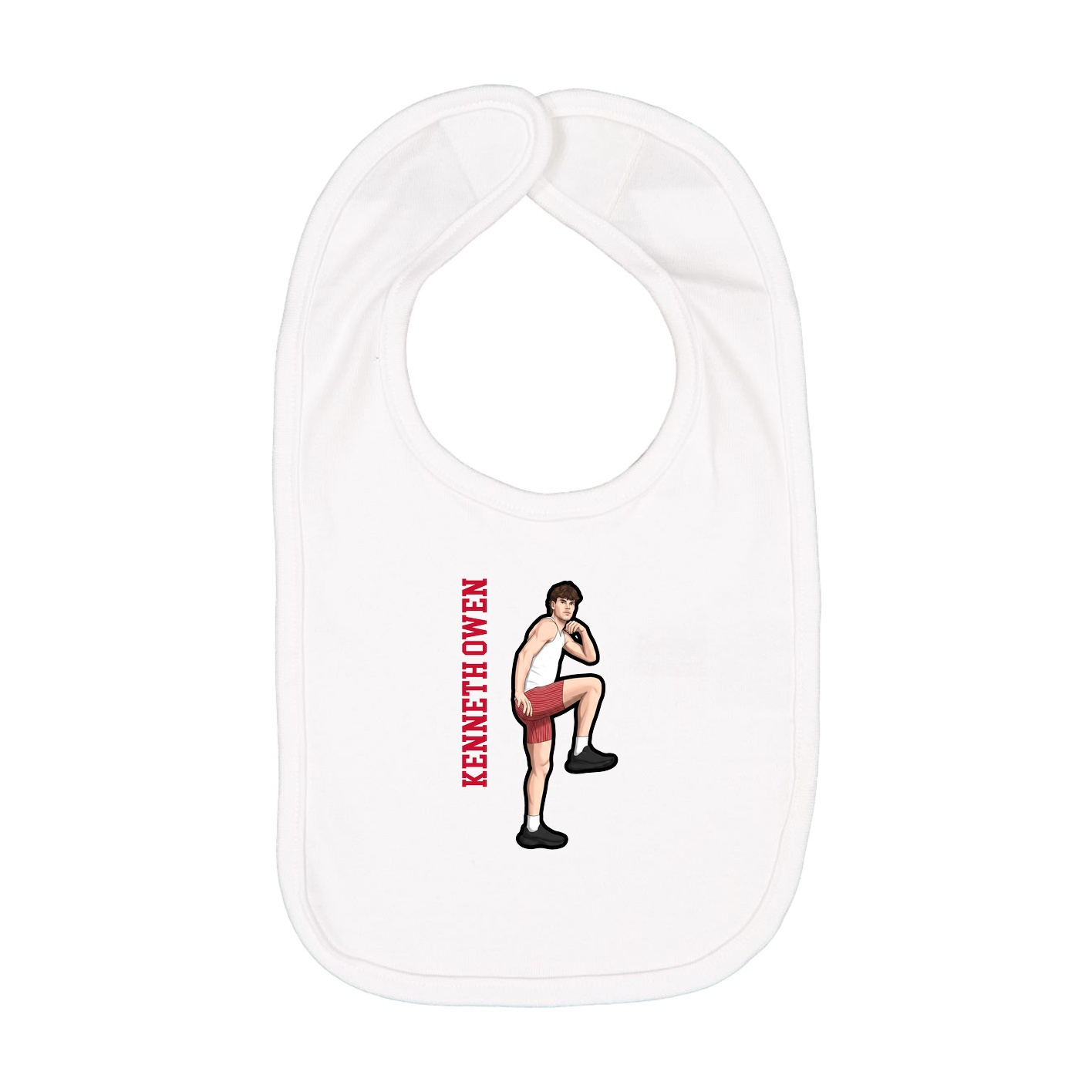 Infant Bib — Name Vertical in White