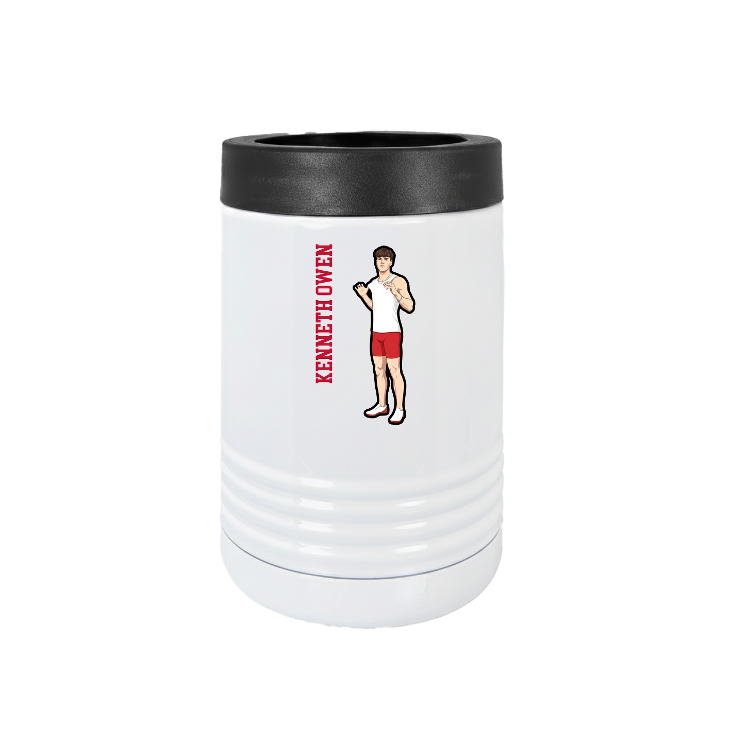 Beverage Holder — Name Vertical in White