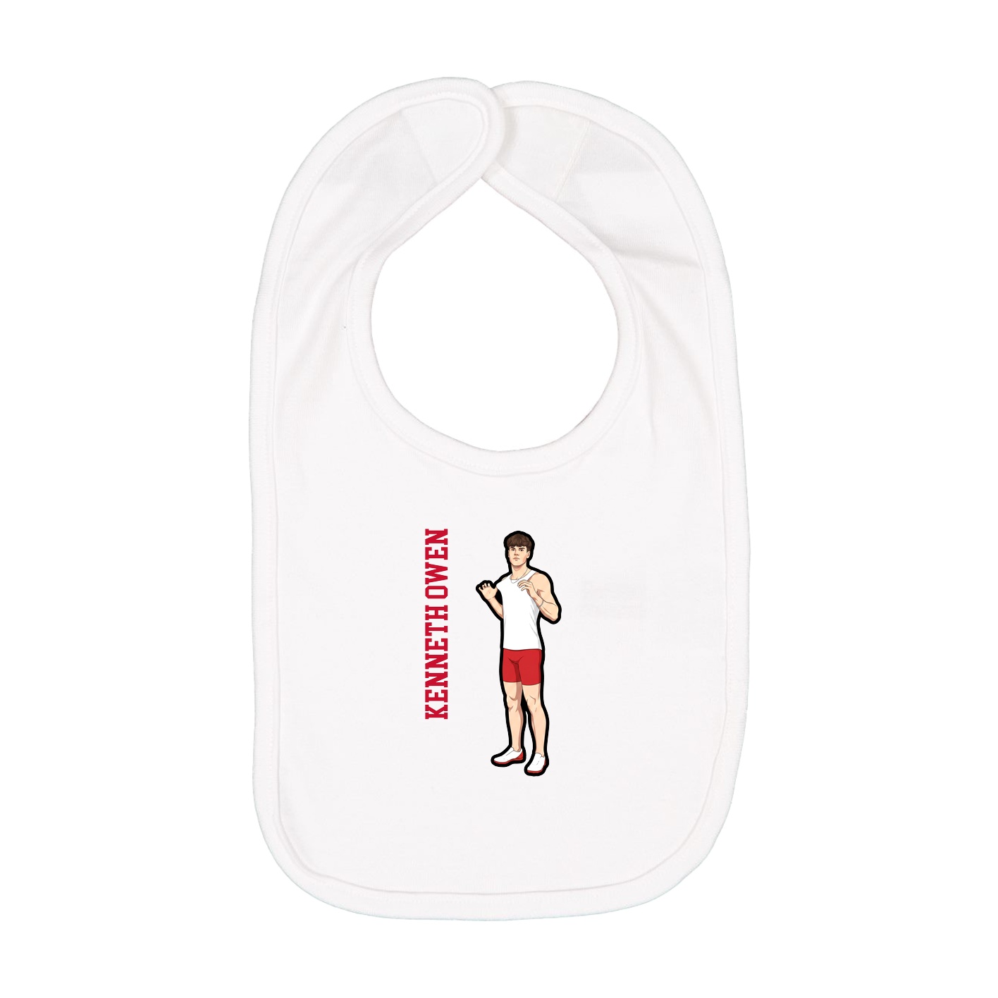 Infant Bib — Name Vertical in White
