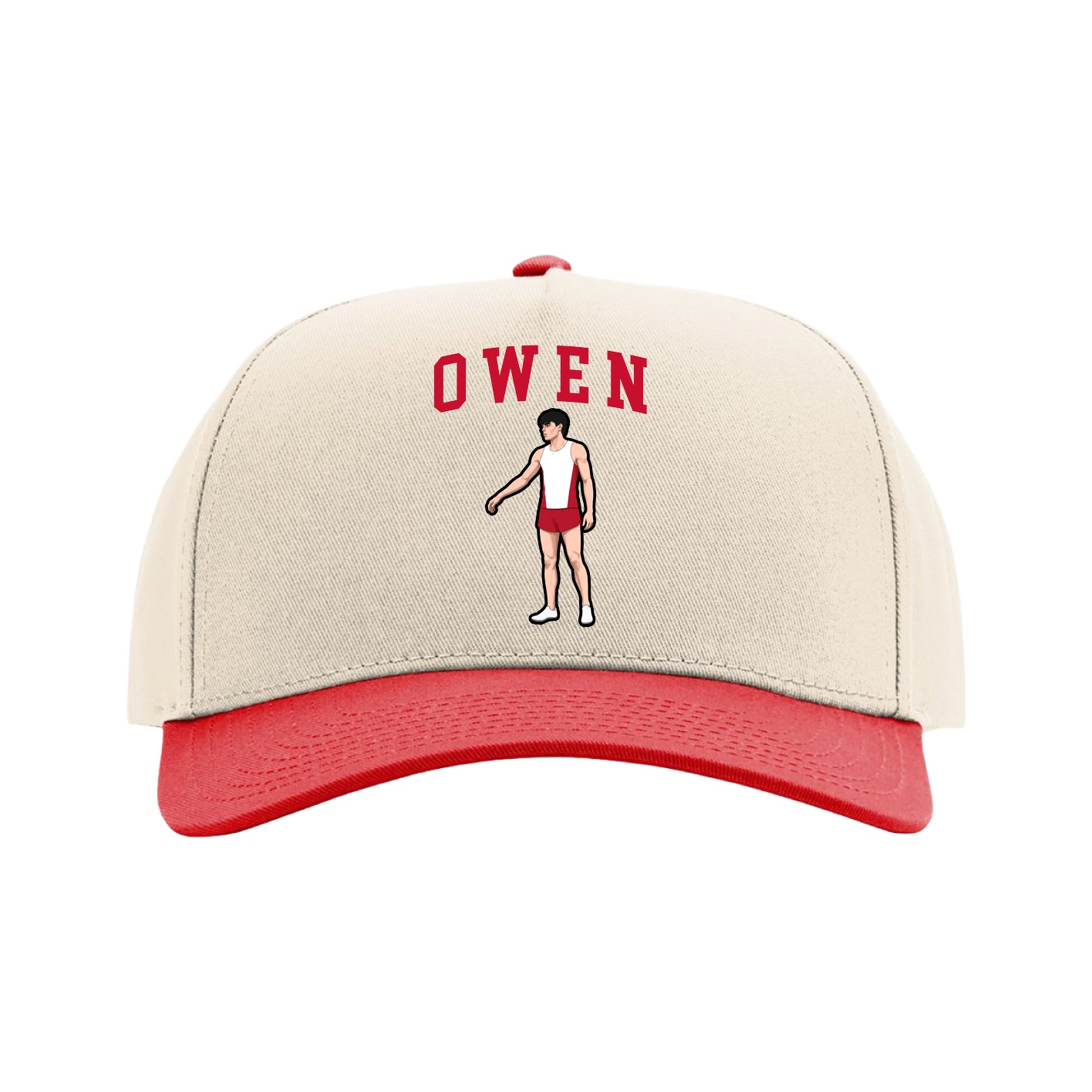 Full Fabric Five-Panel Champ Cap — Shirsey in Cream/Red