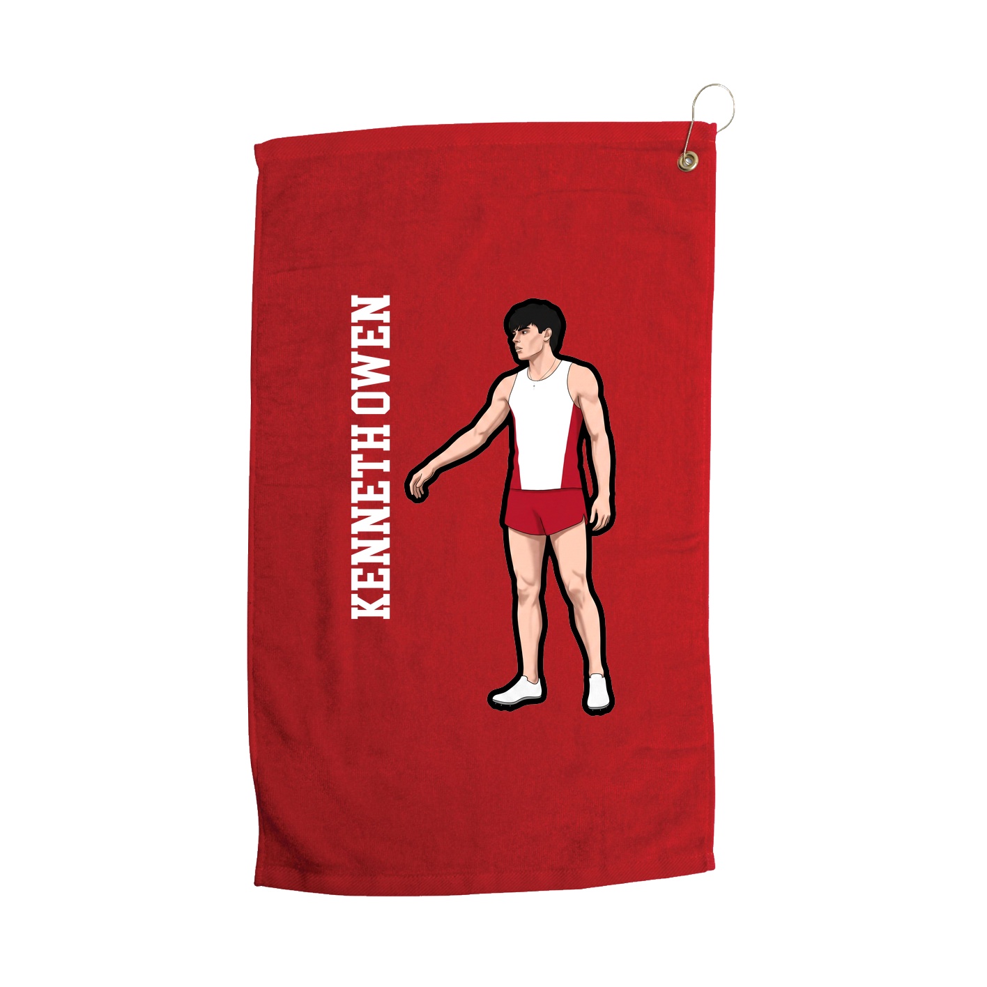 Golf Towel — Name Vertical in Red