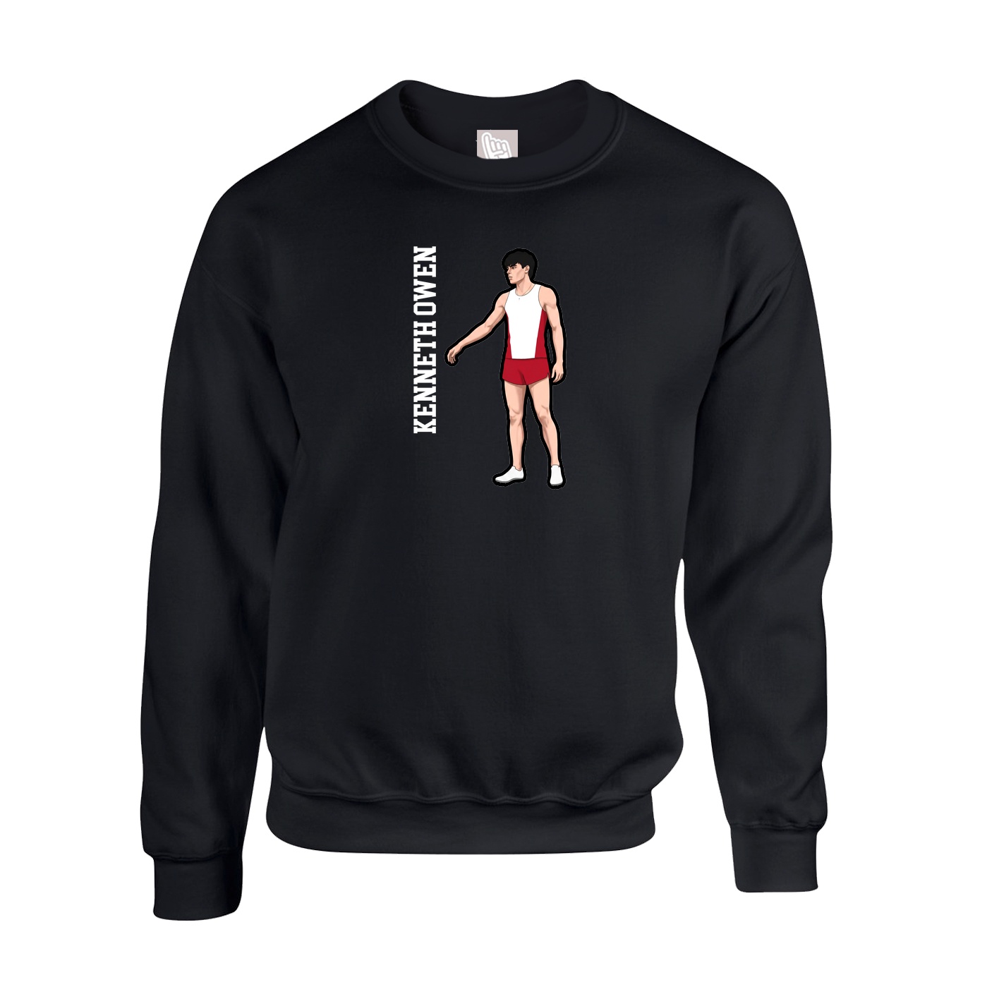 Fleece Crew — Name Vertical in Black