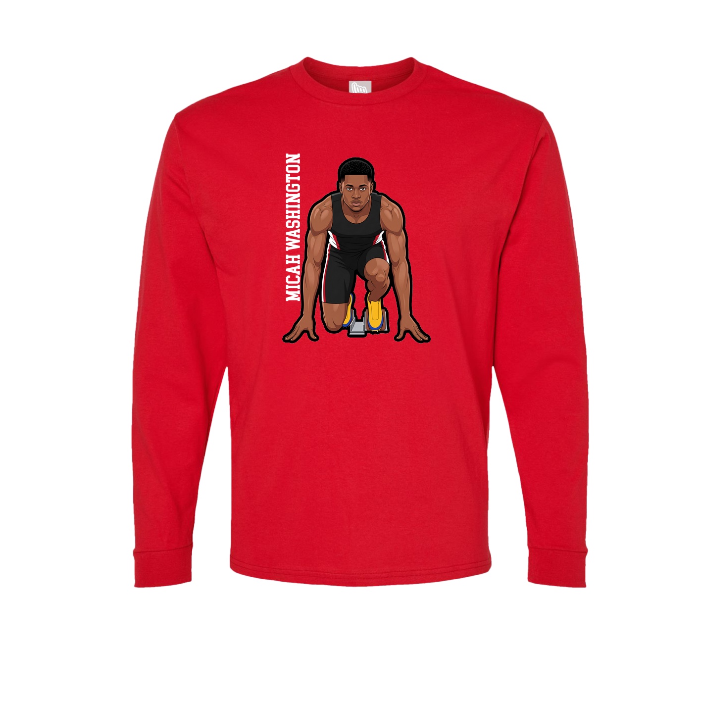 Long Sleeve Tee — Name Vertical in Red