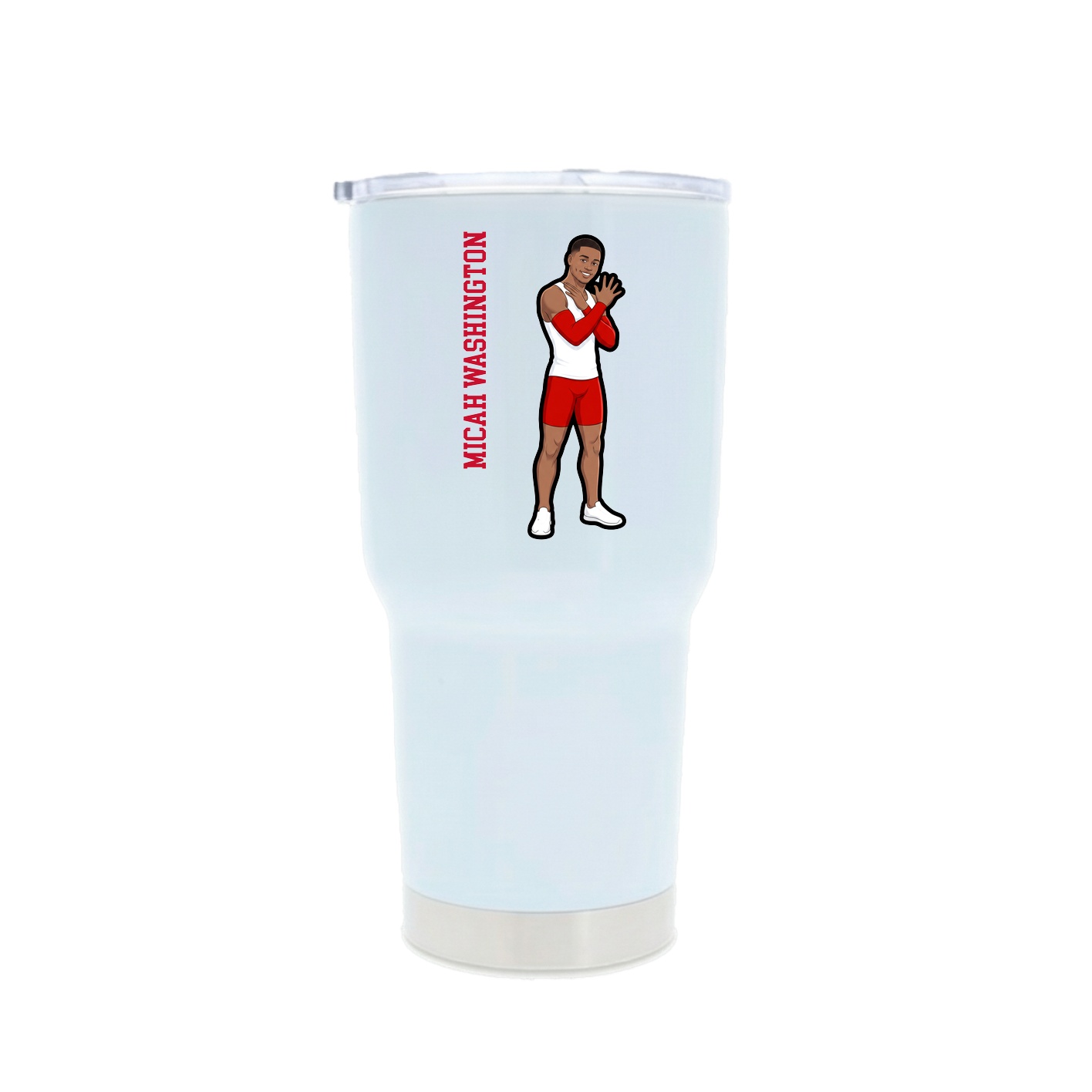30oz Stainless Steel Tumbler — Name Vertical in White