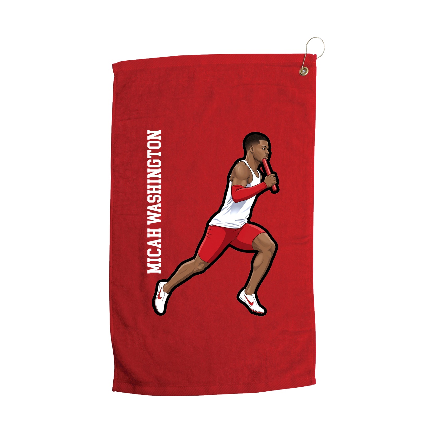 Golf Towel — Name Vertical in Red