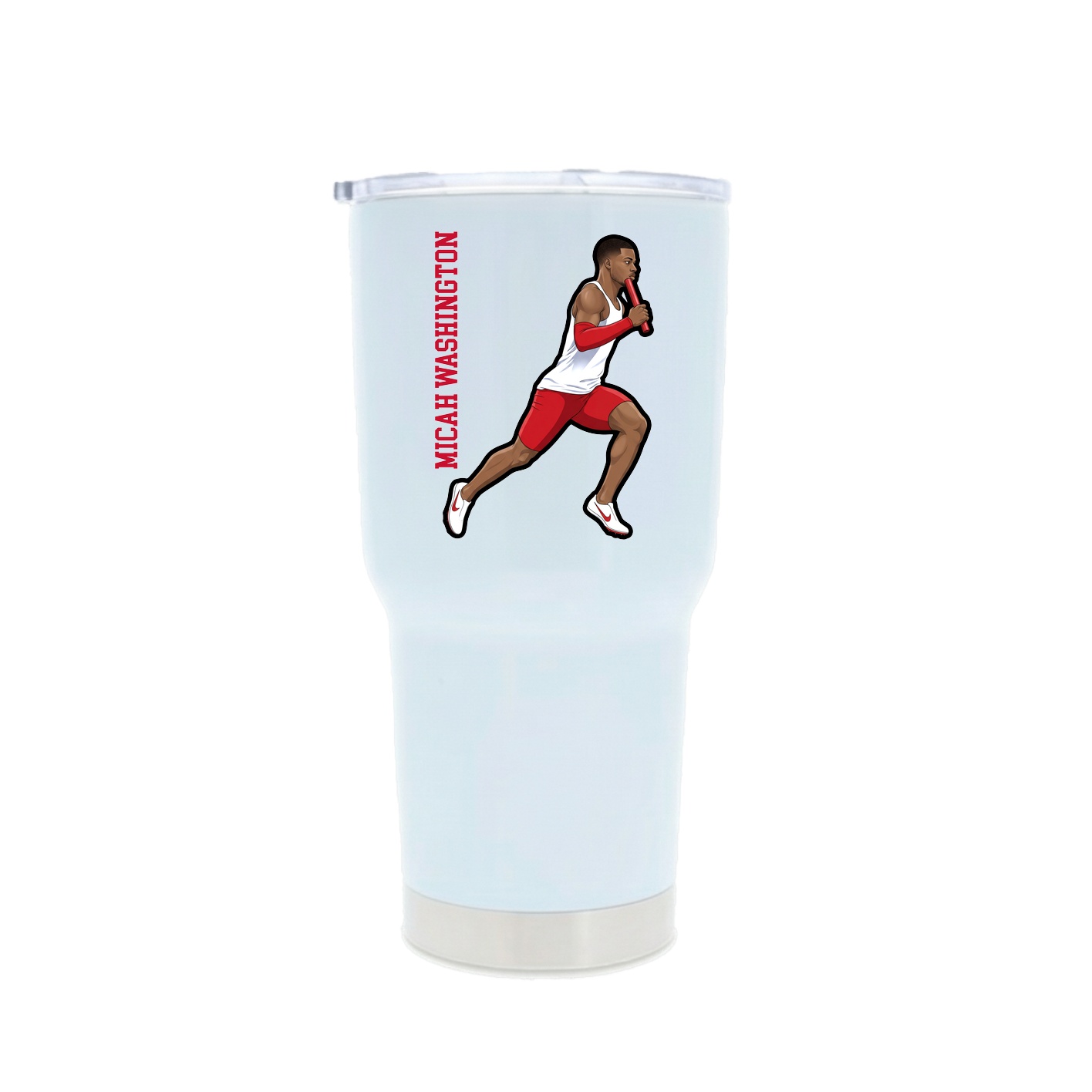 30oz Stainless Steel Tumbler — Name Vertical in White