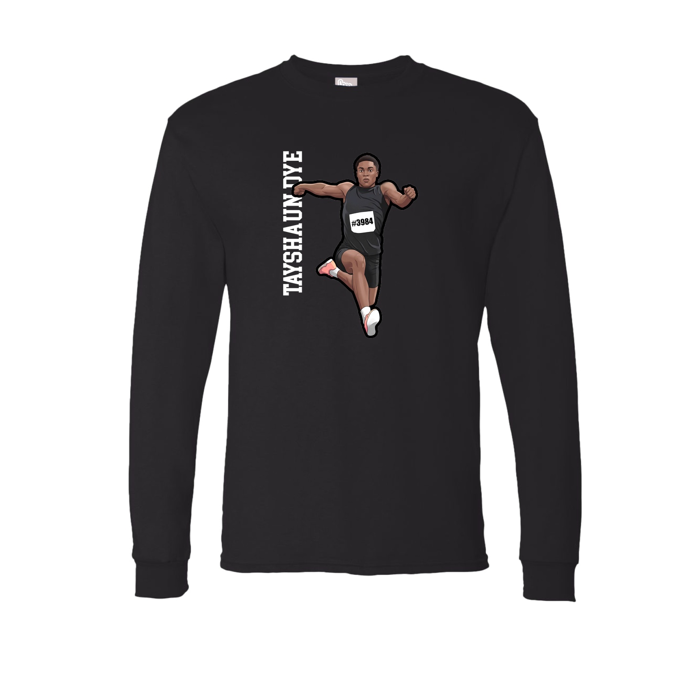 Long Sleeve Tee — Name Vertical in Black