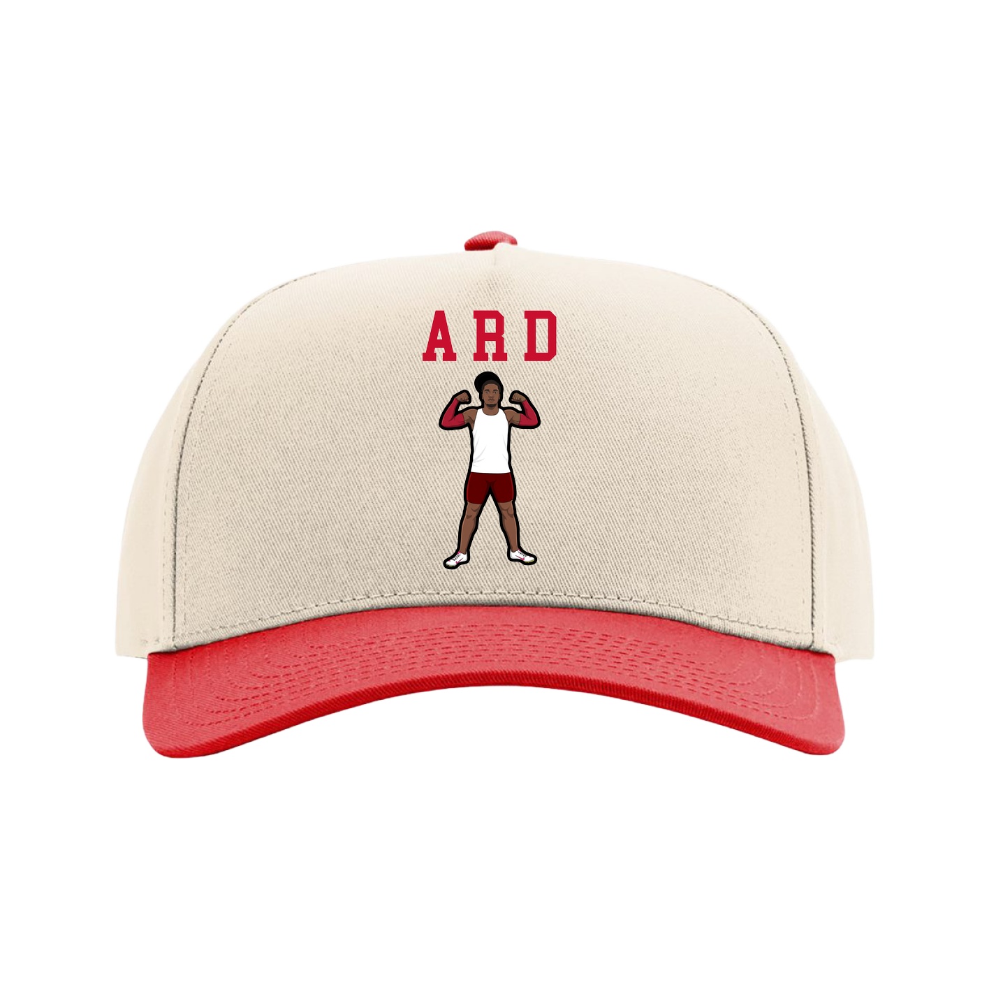 Full Fabric Five-Panel Champ Cap — Shirsey in Cream/Red