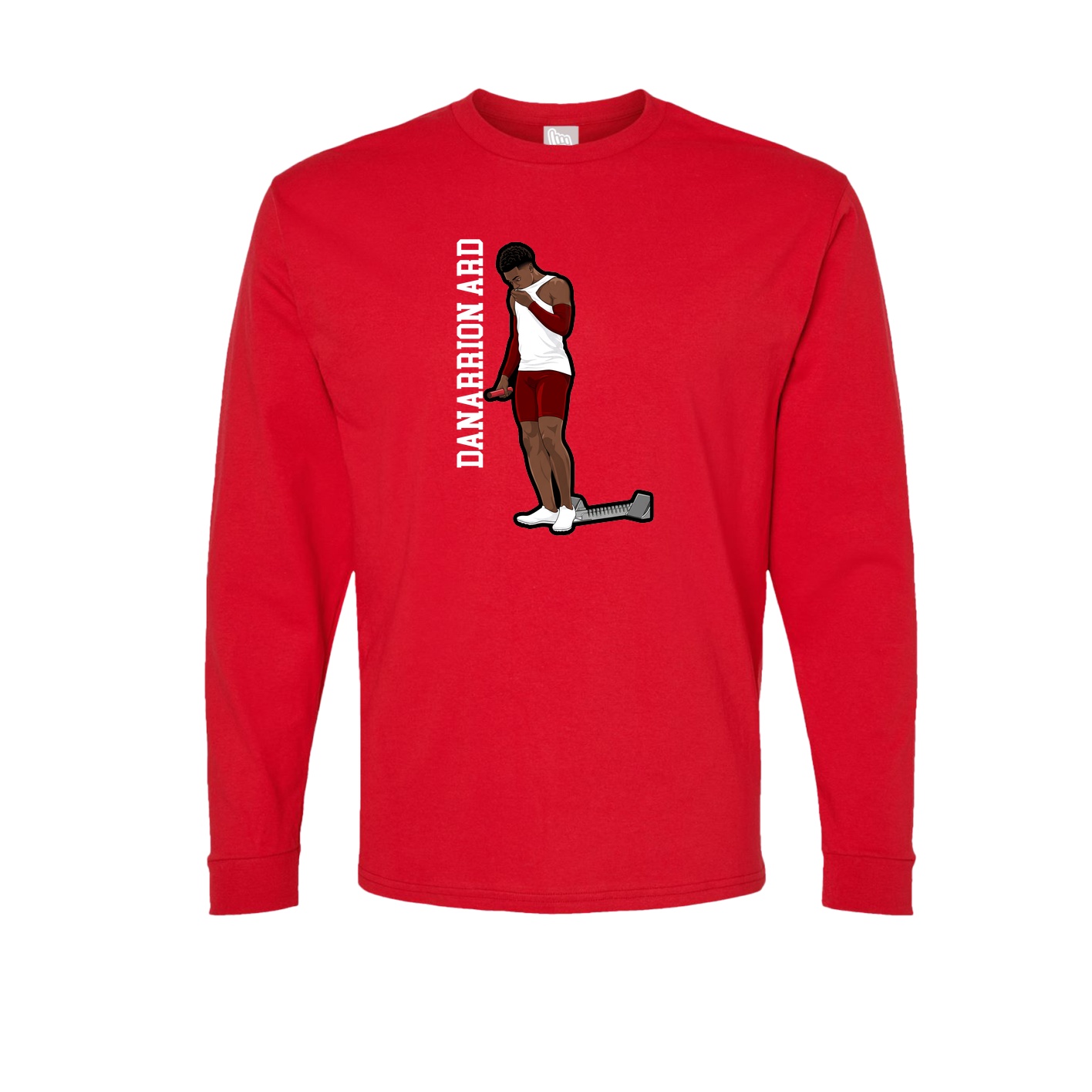 Long Sleeve Tee — Name Vertical in Red