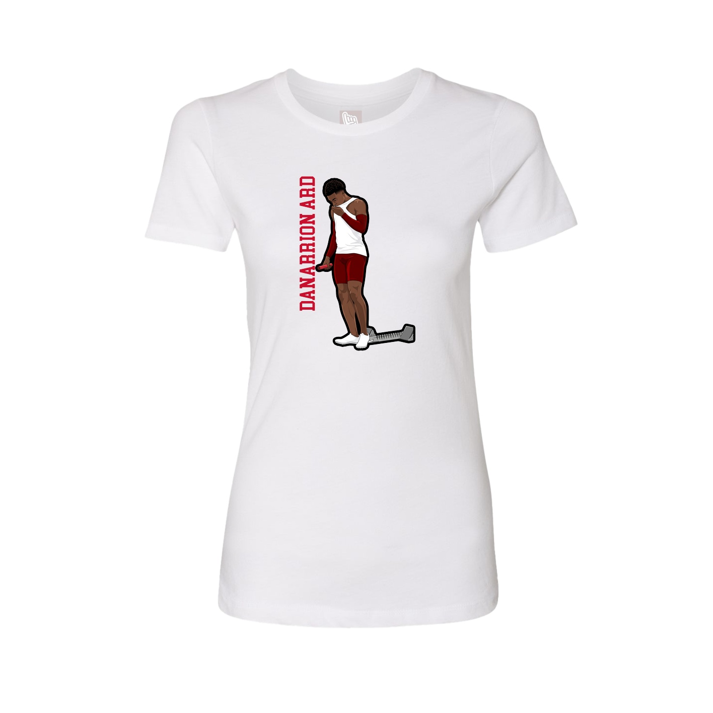 Fitted Women's Tee — Name Vertical in White