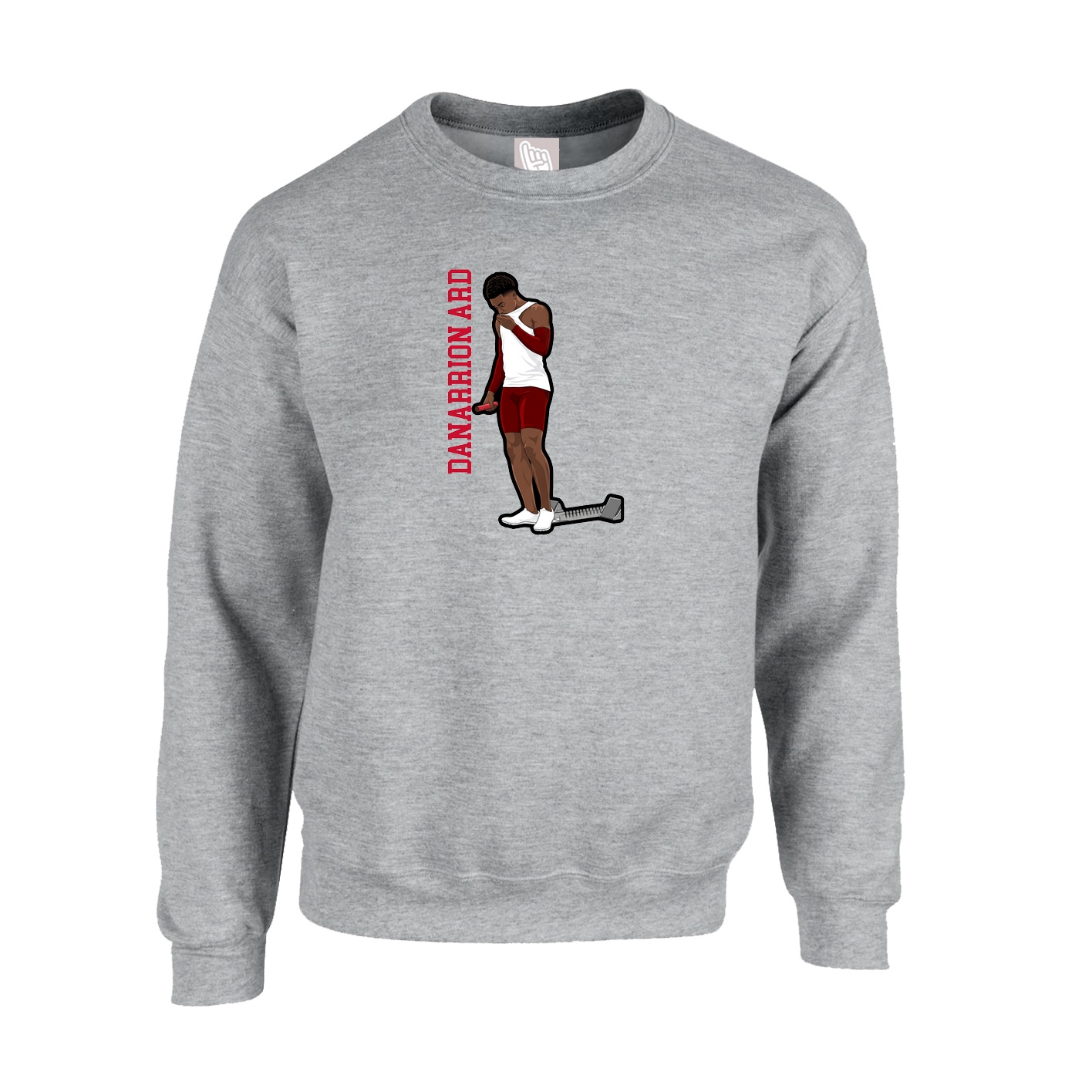 Fleece Crew — Name Vertical in Grey