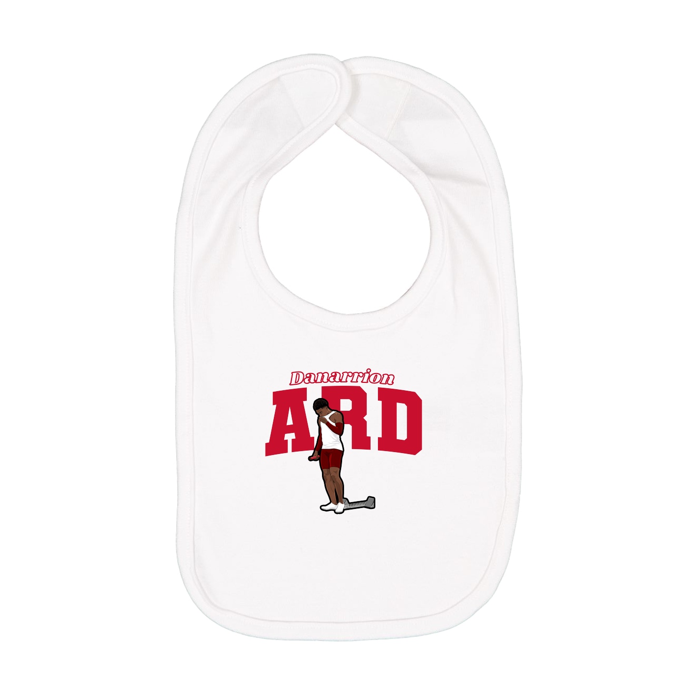 Infant Bib — Name Arch in White