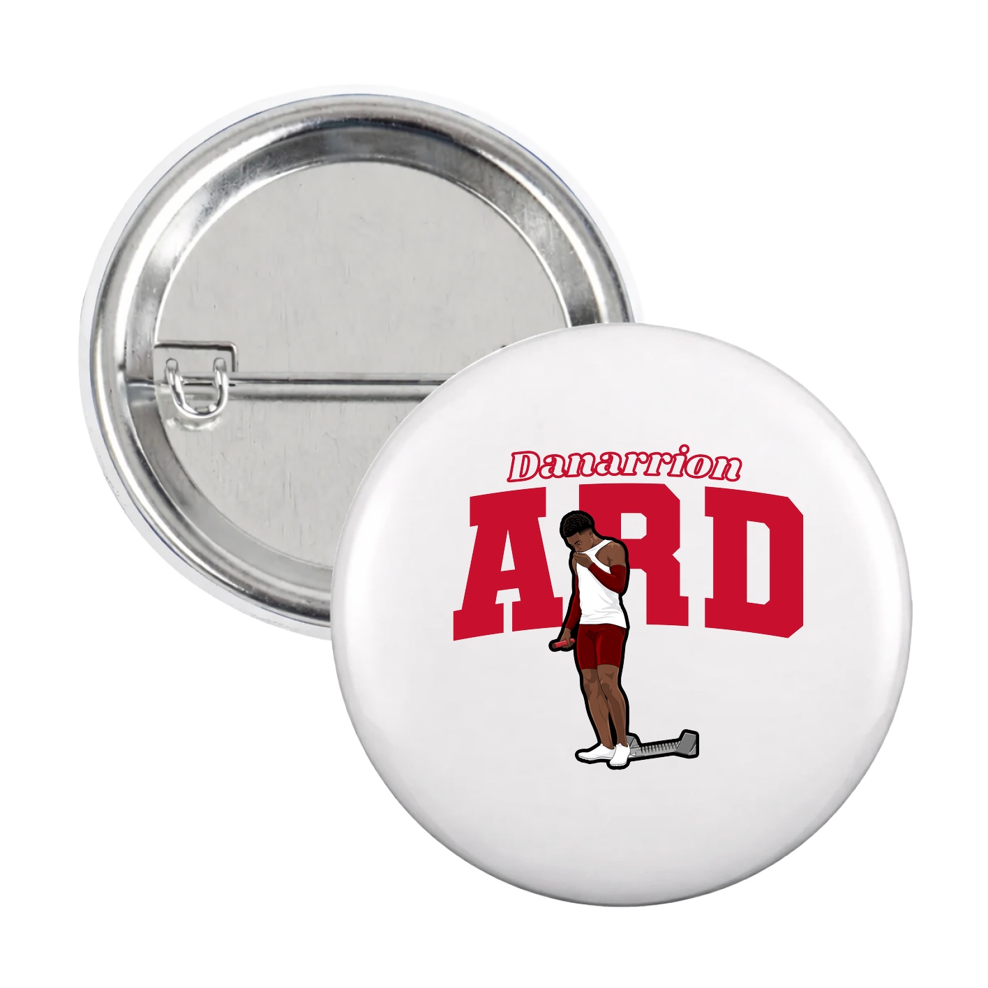Game Day Button — Name Arch in White