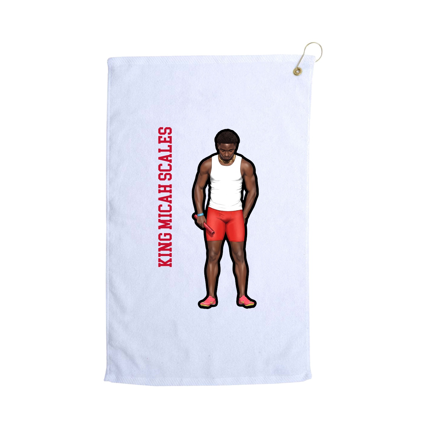 Golf Towel — Name Vertical in White