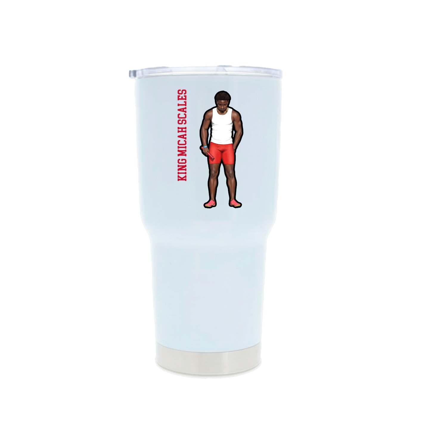 30oz Stainless Steel Tumbler — Name Vertical in White