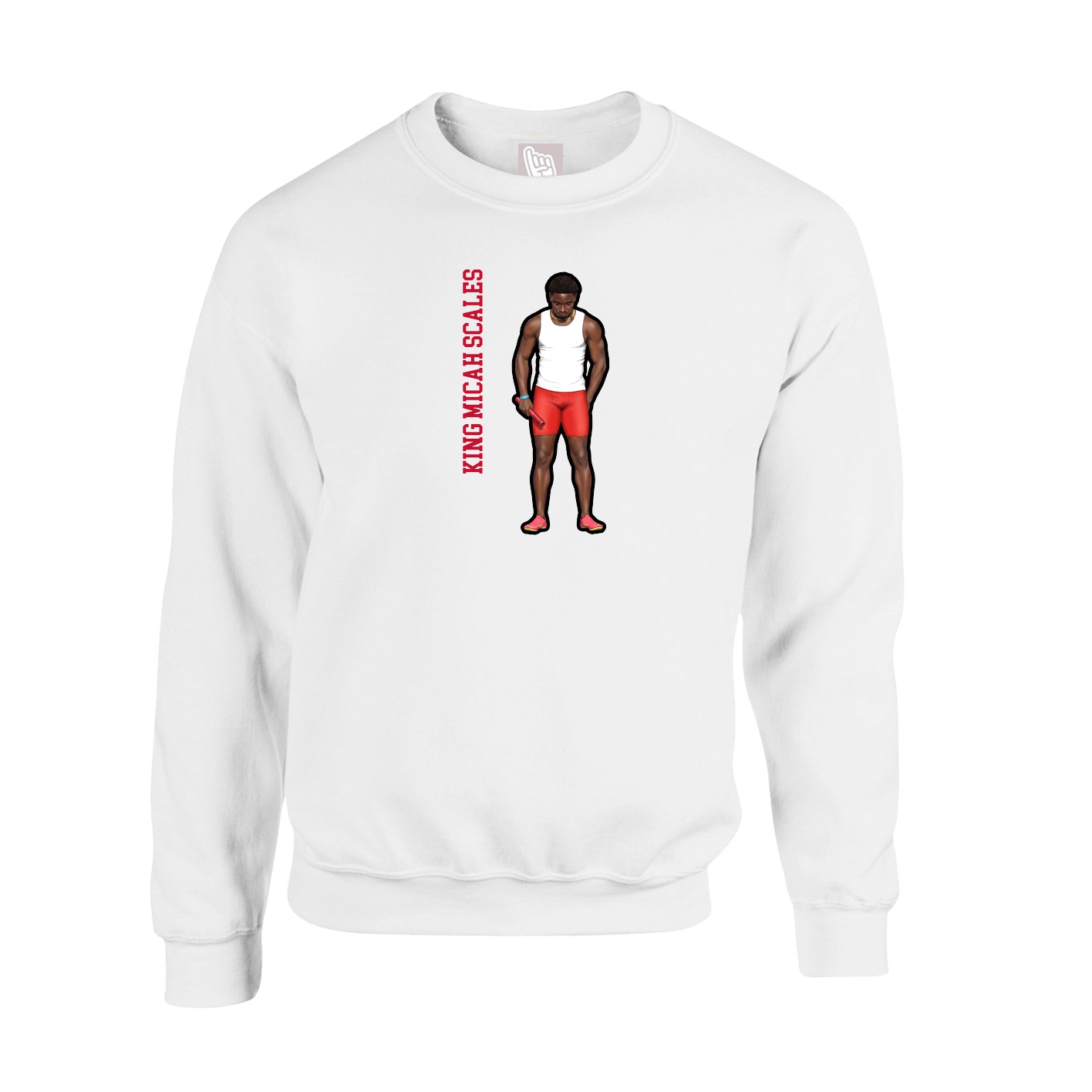 Fleece Crew — Name Vertical in White