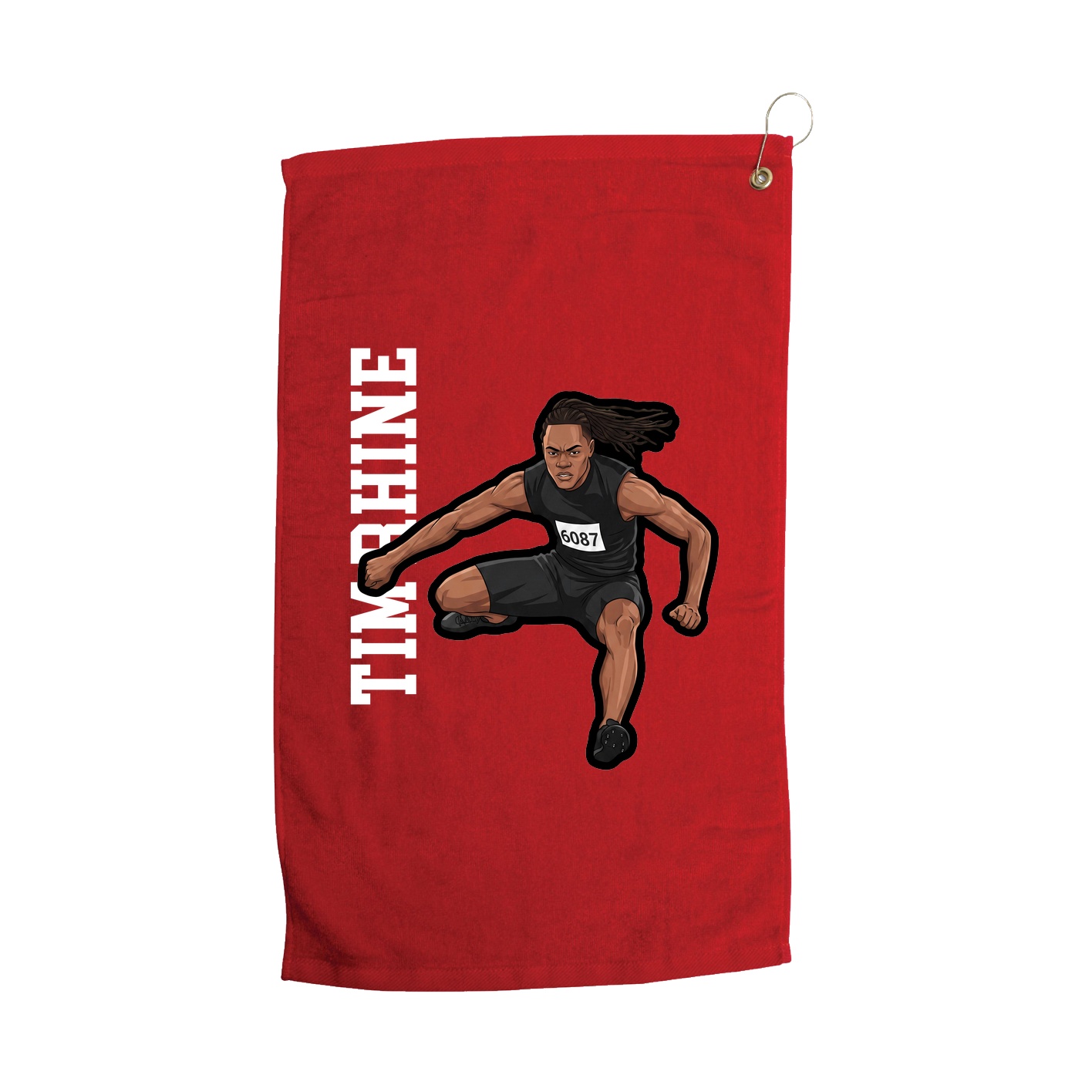 Golf Towel — Name Vertical in Red