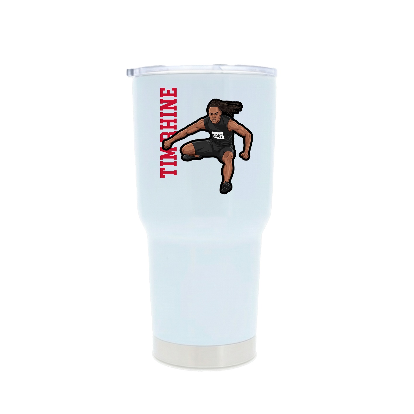 30oz Stainless Steel Tumbler — Name Vertical in White