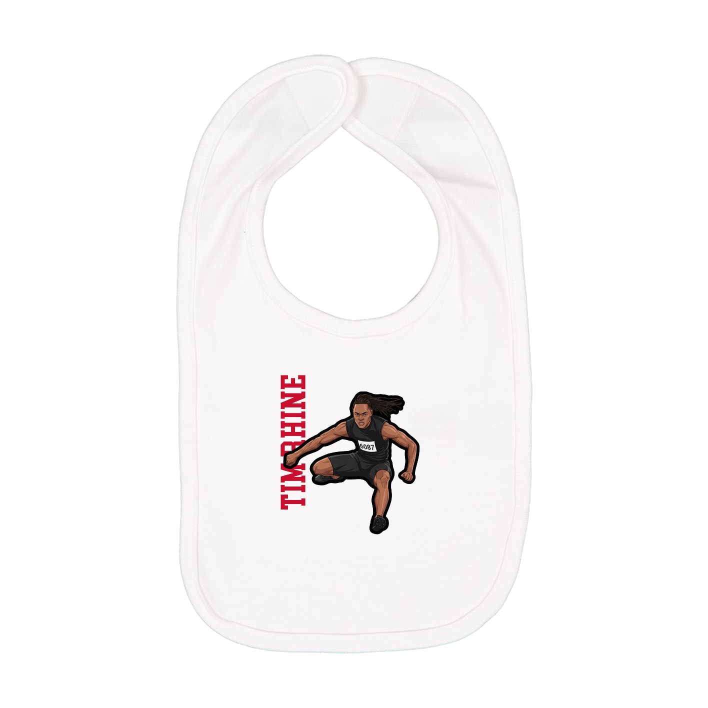 Infant Bib — Name Vertical in White