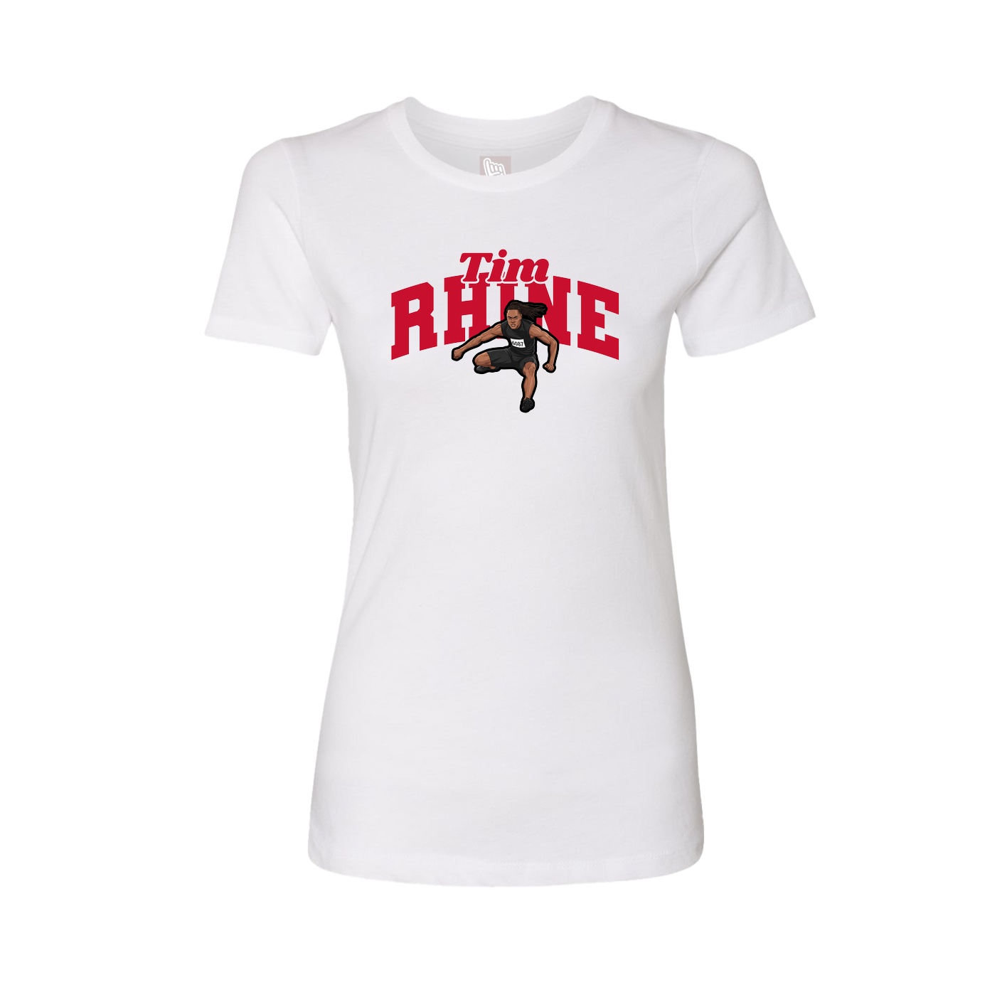 Fitted Women's Tee — Signature Arch in White