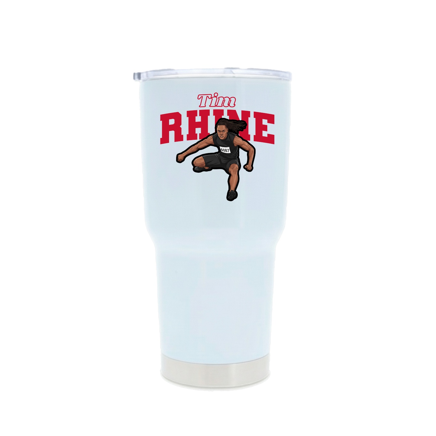 30oz Stainless Steel Tumbler — Name Arch in White