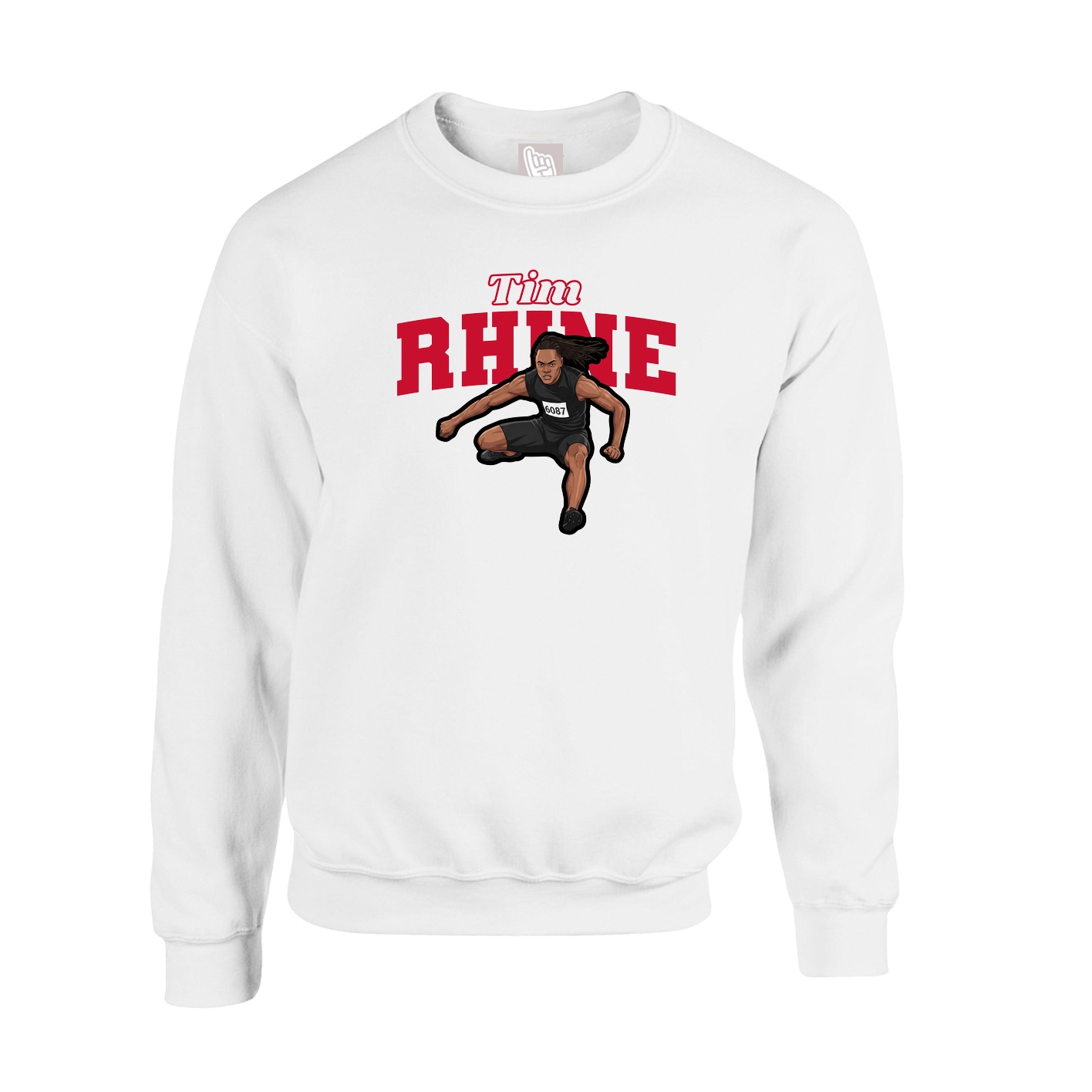Fleece Crew — Name Arch in White